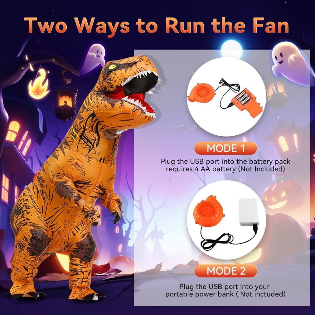 Thumbnail 4 de JASHKE Inflatable T-Rex Dinosaur Costume for Adults (Blow-up Dino Suit)