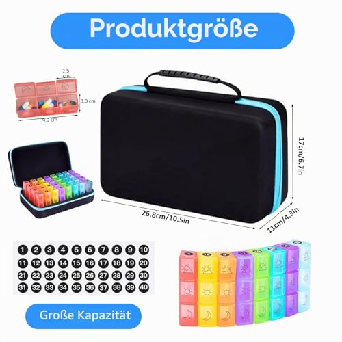 Detalle de Monatlicher Pillen-Organizer 31 Tage – Yuehuamech, 3 Fächer pro Dose