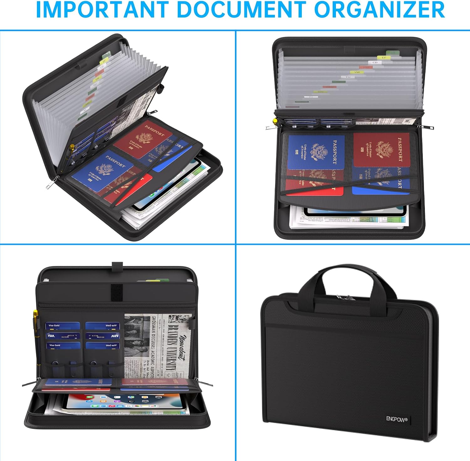 Detalle de ENGPOW EG088 13-Pocket Accordion File Organizer with Handle and Labels