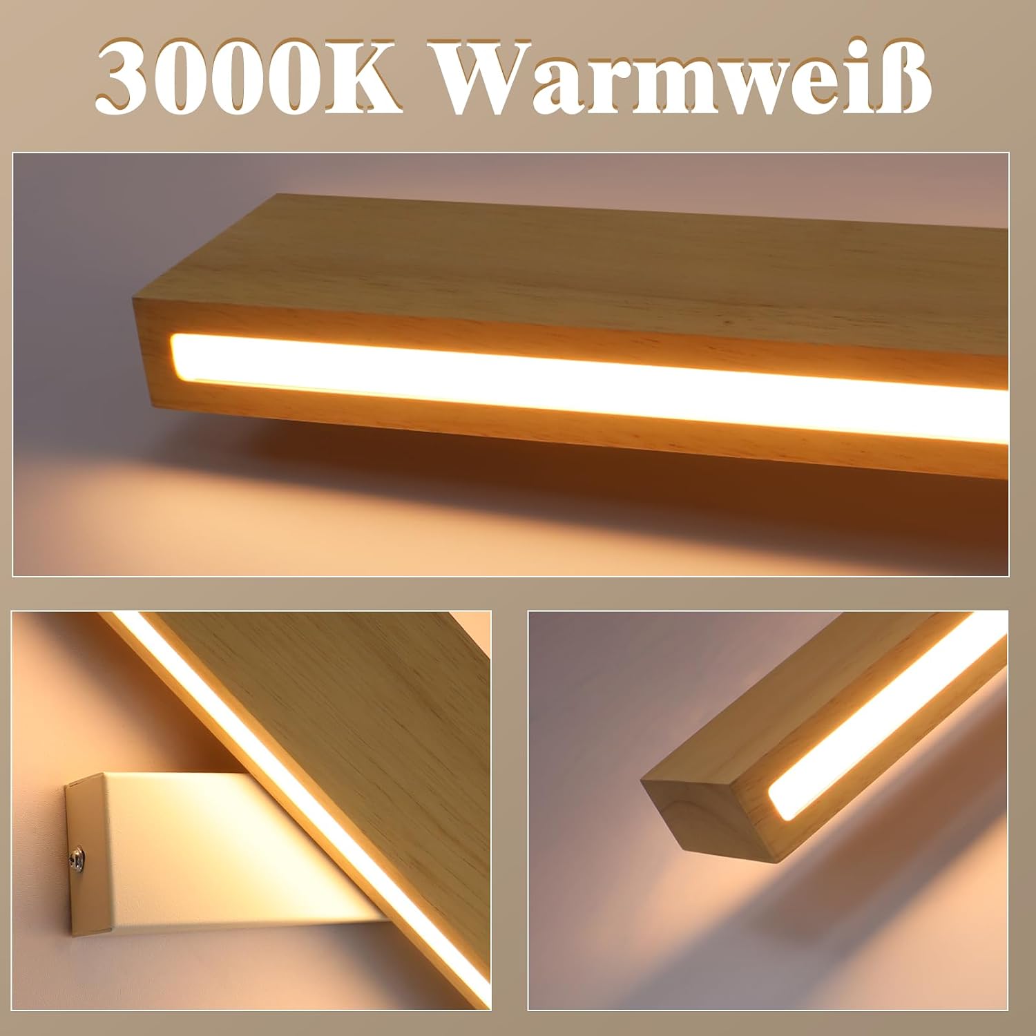 Detalle 2 de ZMH Wandleuchte 32 cm 11 W Holz-Design