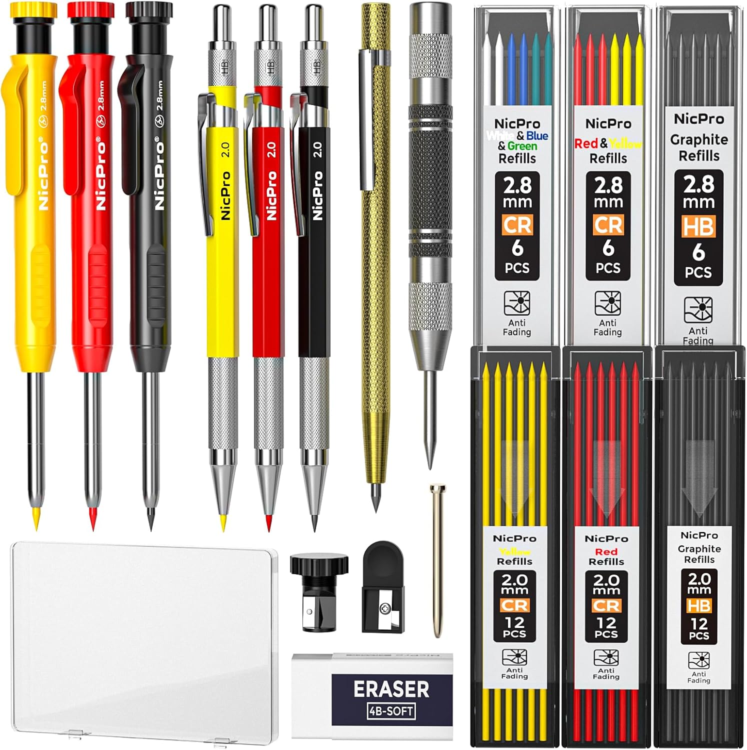 Detalle de Nicpro Crayons chantier 18 pièces 60 recharges ✏