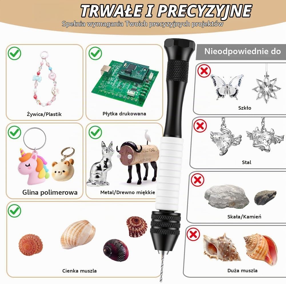 Detalle de OSDUE P2-SZTZTM260429-FBA – ręczna wiertarka precyzyjna z 25 wiertłami HSS