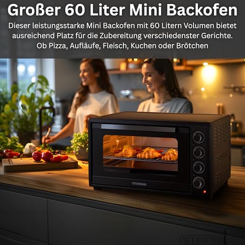 Thumbnail 1 de Steinborg 60 Liter Mini-Backofen mit Umluft und Drehspieß – 2000 W, 3-in-1