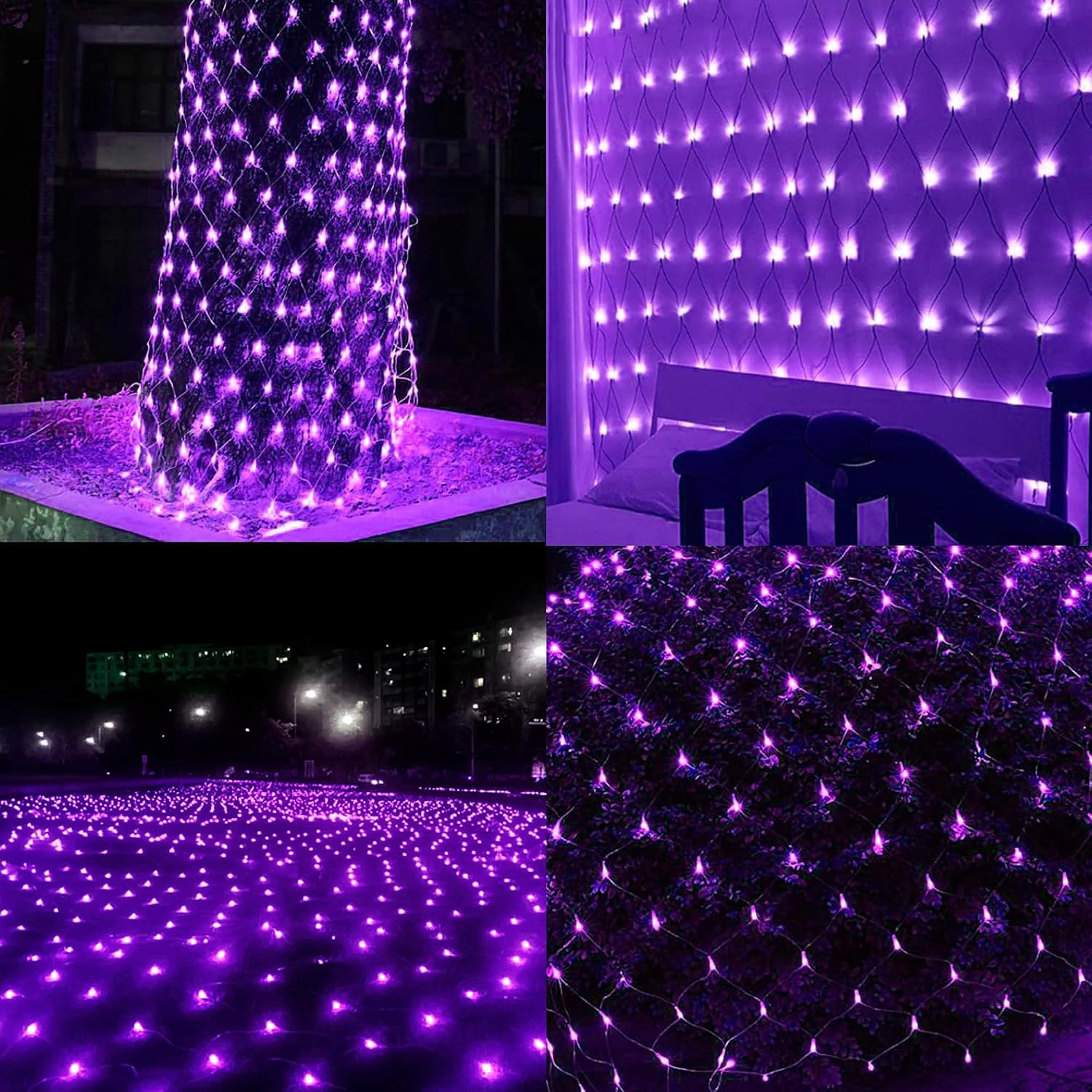 Detalle de WATERGLIDE HB-360WCOI Purple LED Net Lights, 12 ft x 5 ft, 8 Modes