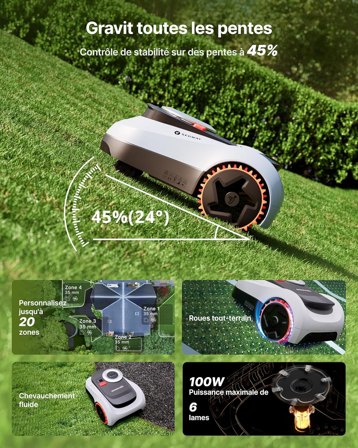 Thumbnail 5 de NAVIMOW i208 LiDAR – Tondeuse robotisée tout-terrain 45% avec Vision Fusion, sans fil et cartographie automatique
