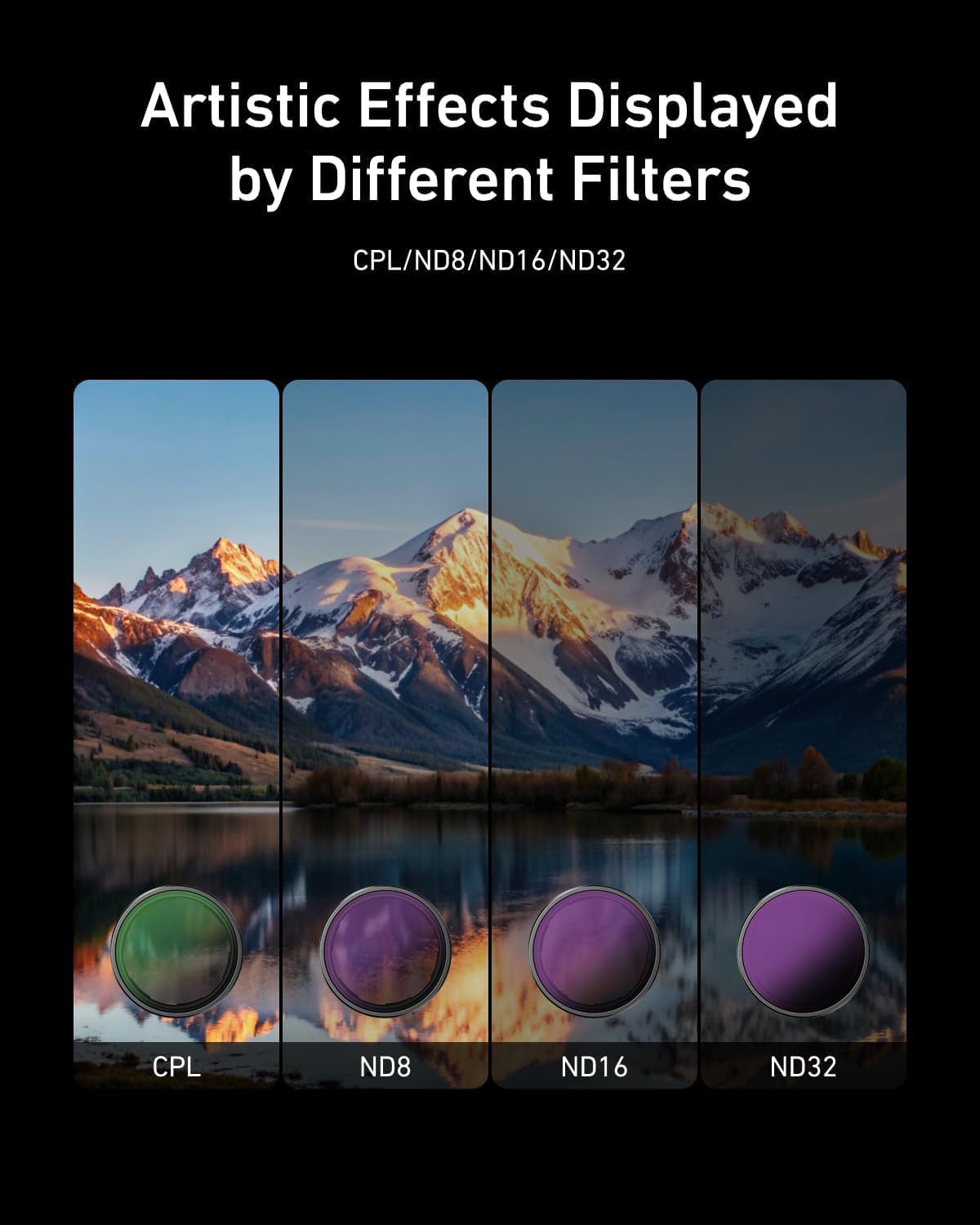 Detalle de TELESIN Kamera Lens Filter Set für DJI Osmo Action 5 Pro 4er-Pack