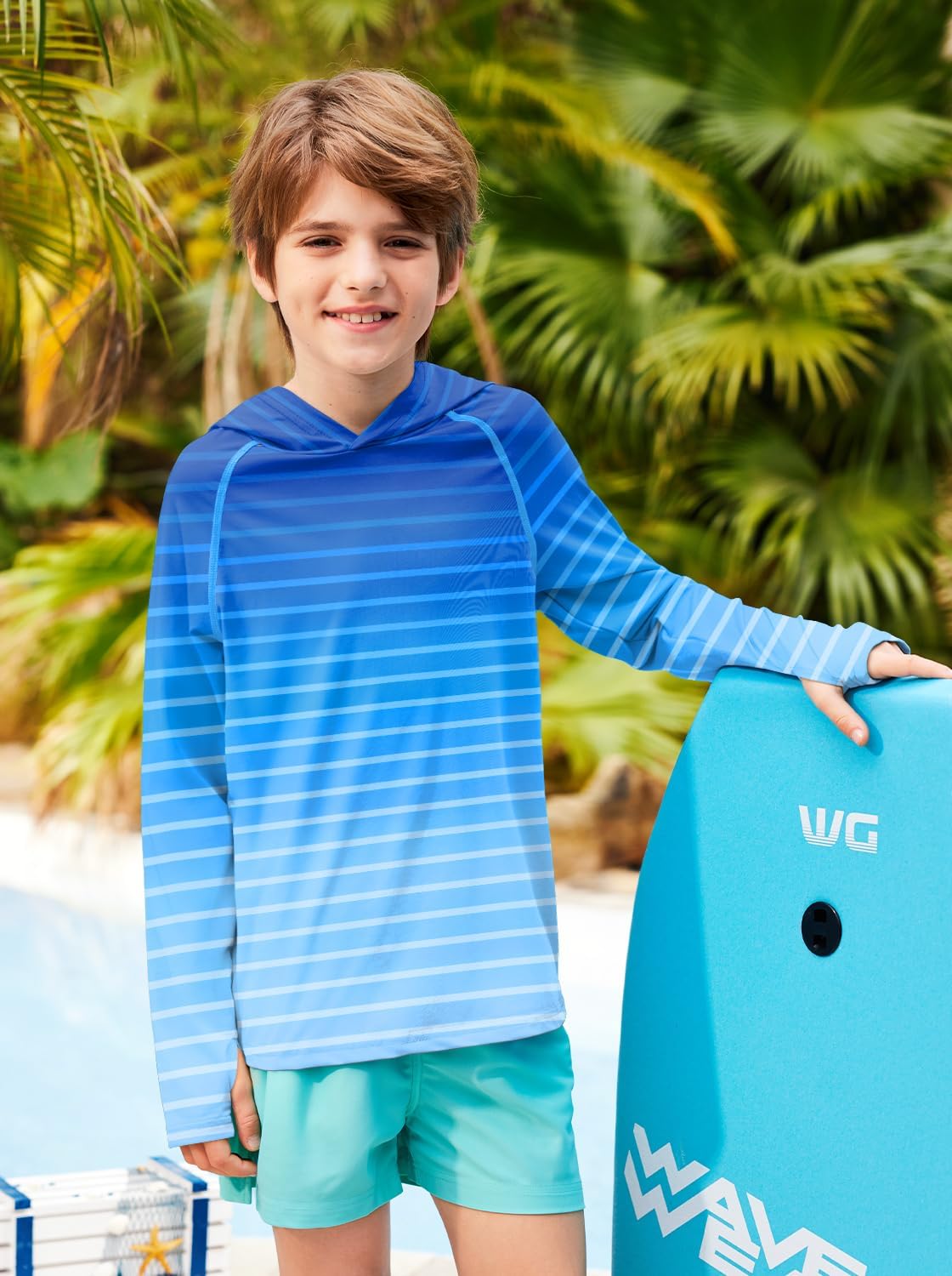 Thumbnail 3 de BesserBay Unisex Kinder UV Shirt Langarm mit Kapuze – UPF50+ Rashguard (120–160)