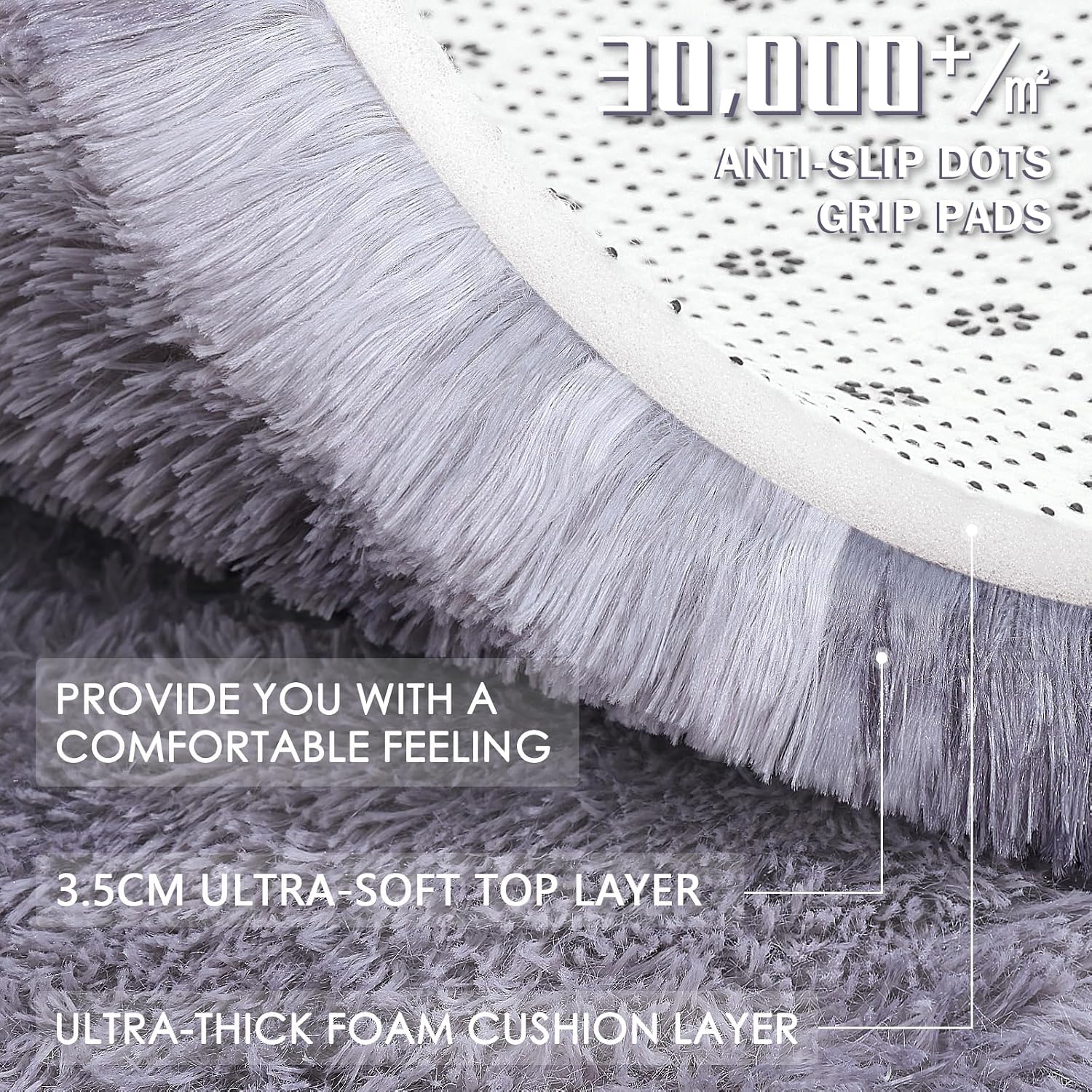 Detalle de smiry Rugs Living Room 140x200cm shaggy rug