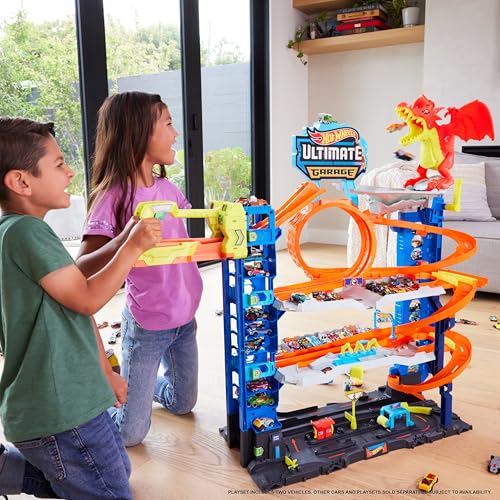 Detalle de Hot Wheels City “Let’s Race - ¡a Correr!” Netflix Megagaraje Ultimate Garage HKX48 con pista de varios niveles