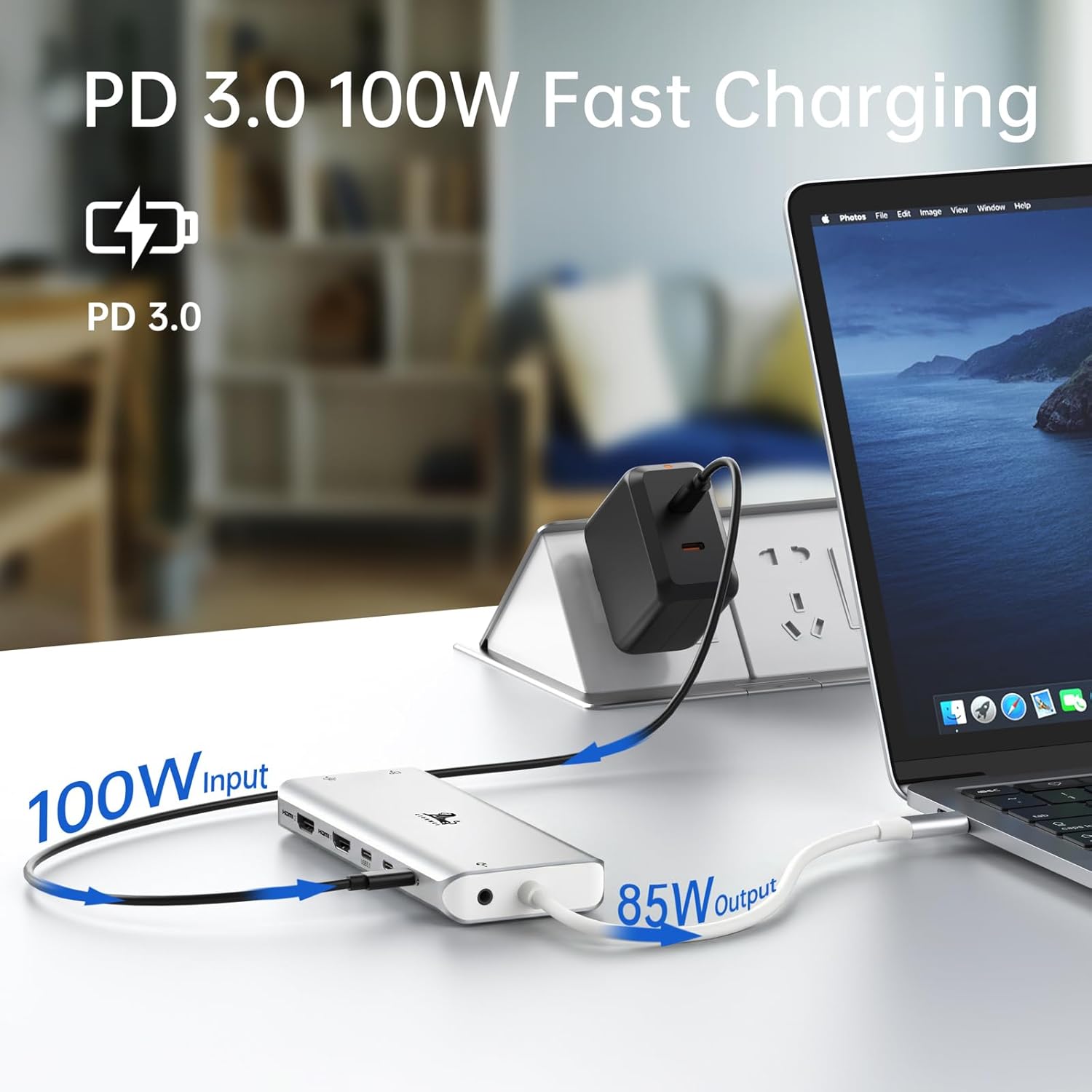 Thumbnail 4 de USB C Docking Station Dual Monitor: 13-in-1 USB-C Hub mit 2 HDMI, DisplayPort, 5 USB-C/A, Ethernet, 100W PD, SD/TF – Silber