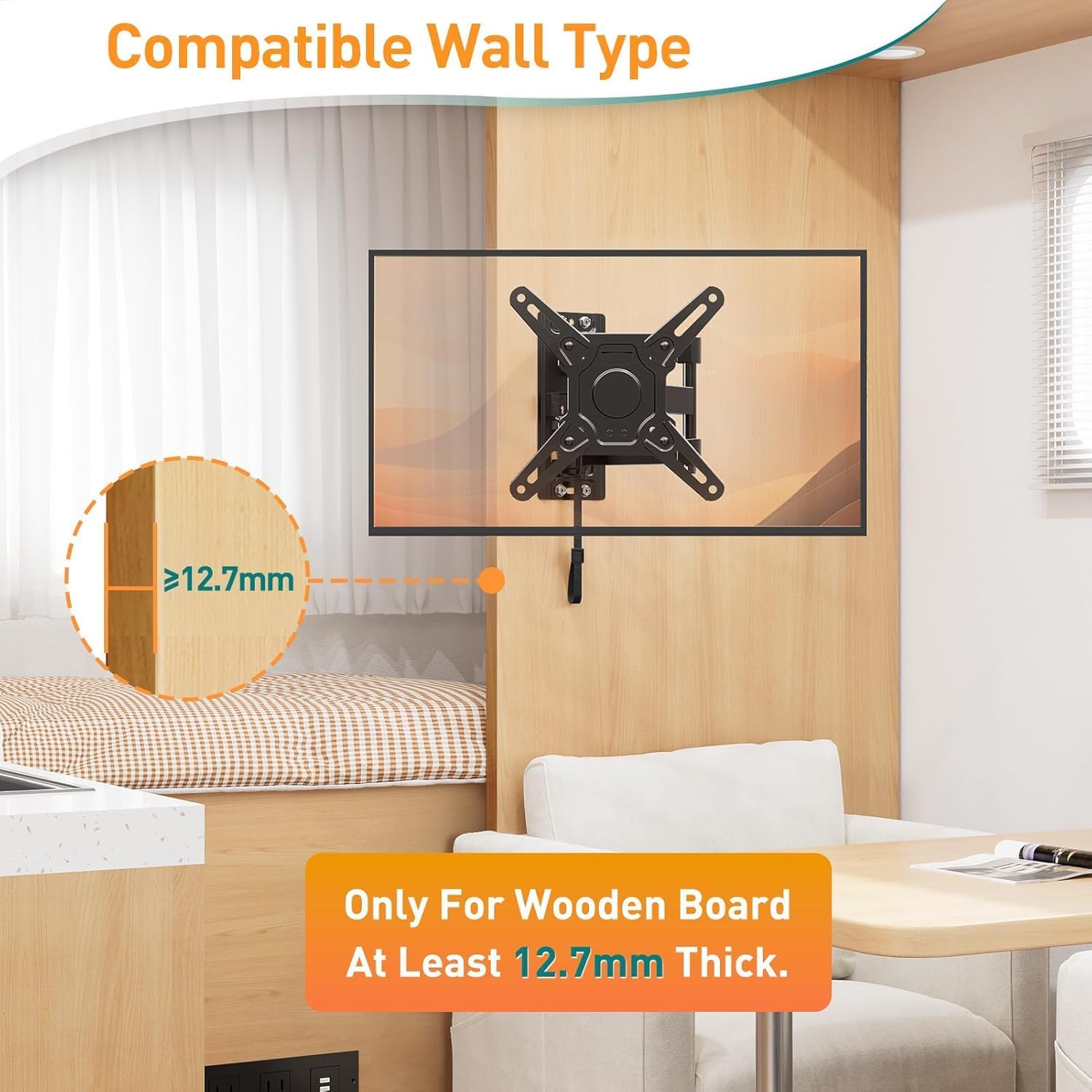 Thumbnail 3 de ELIVED RV TV-Halterung für Wohnmobile – Vielseitige, schwenk- und neigbare Halterung für 13–43 Zoll TVs