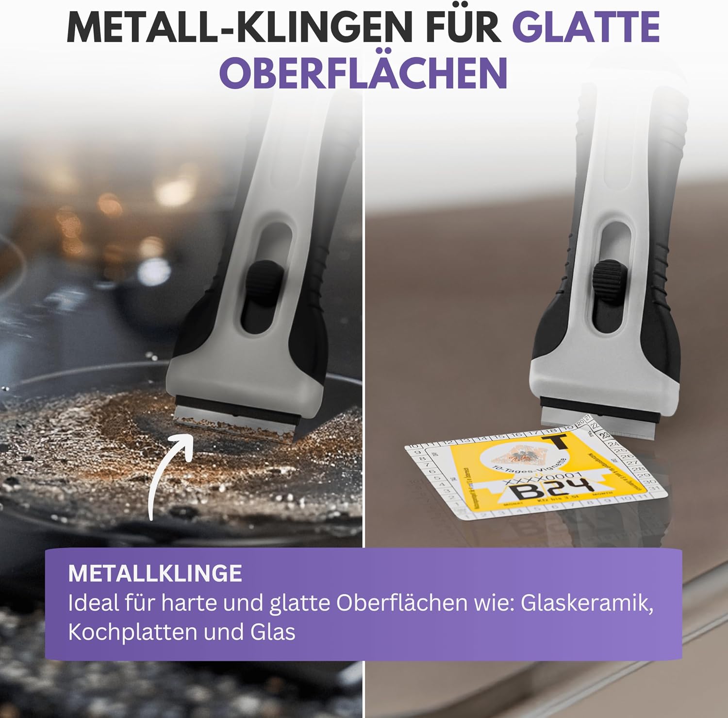 Detalle de Filzada Küchenschaber Grau – Glas-Keramik-Spezialschaber mit 15 Klingen
