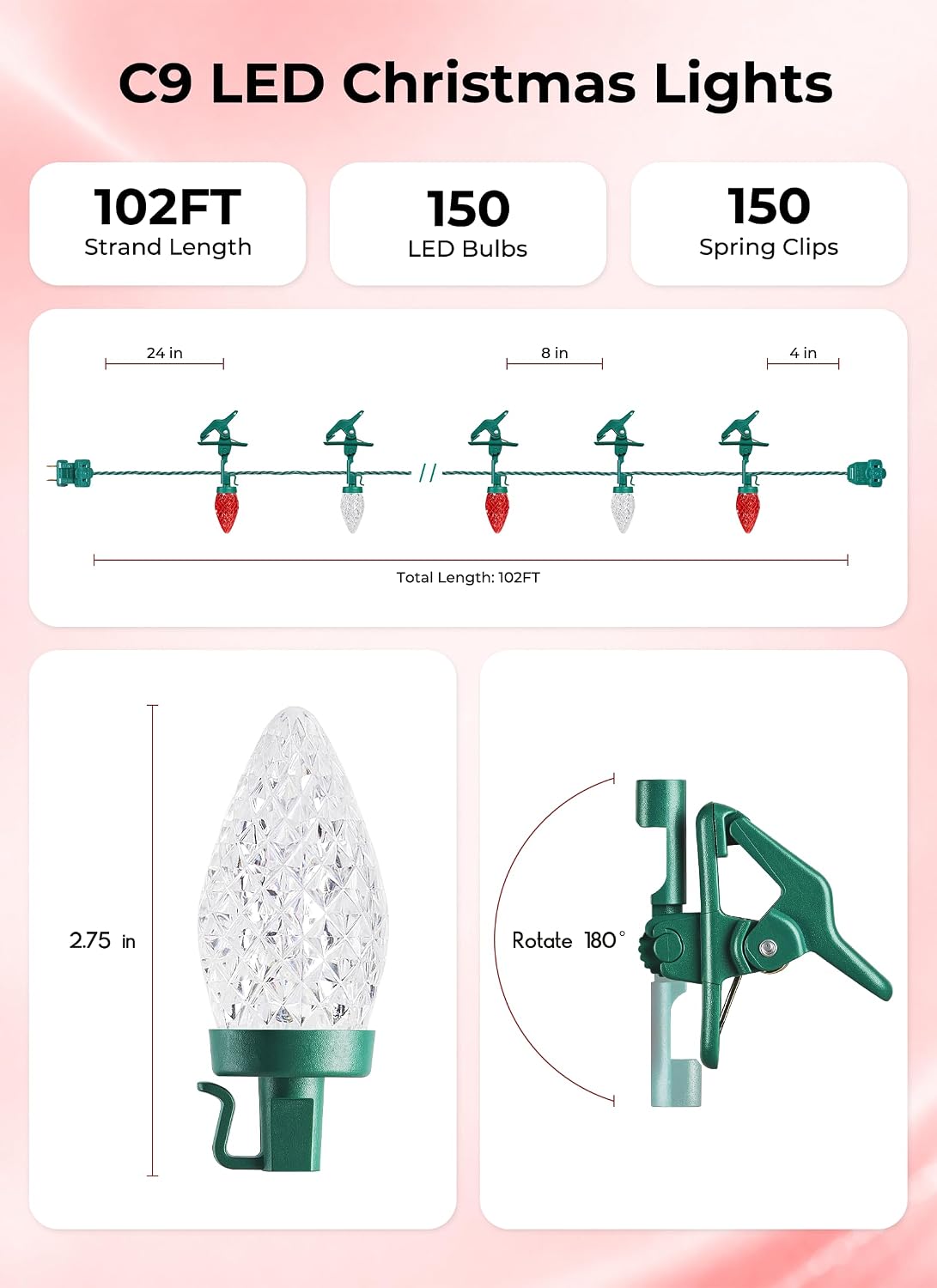 Thumbnail 6 de Brightown C9 String Lights, 102FT