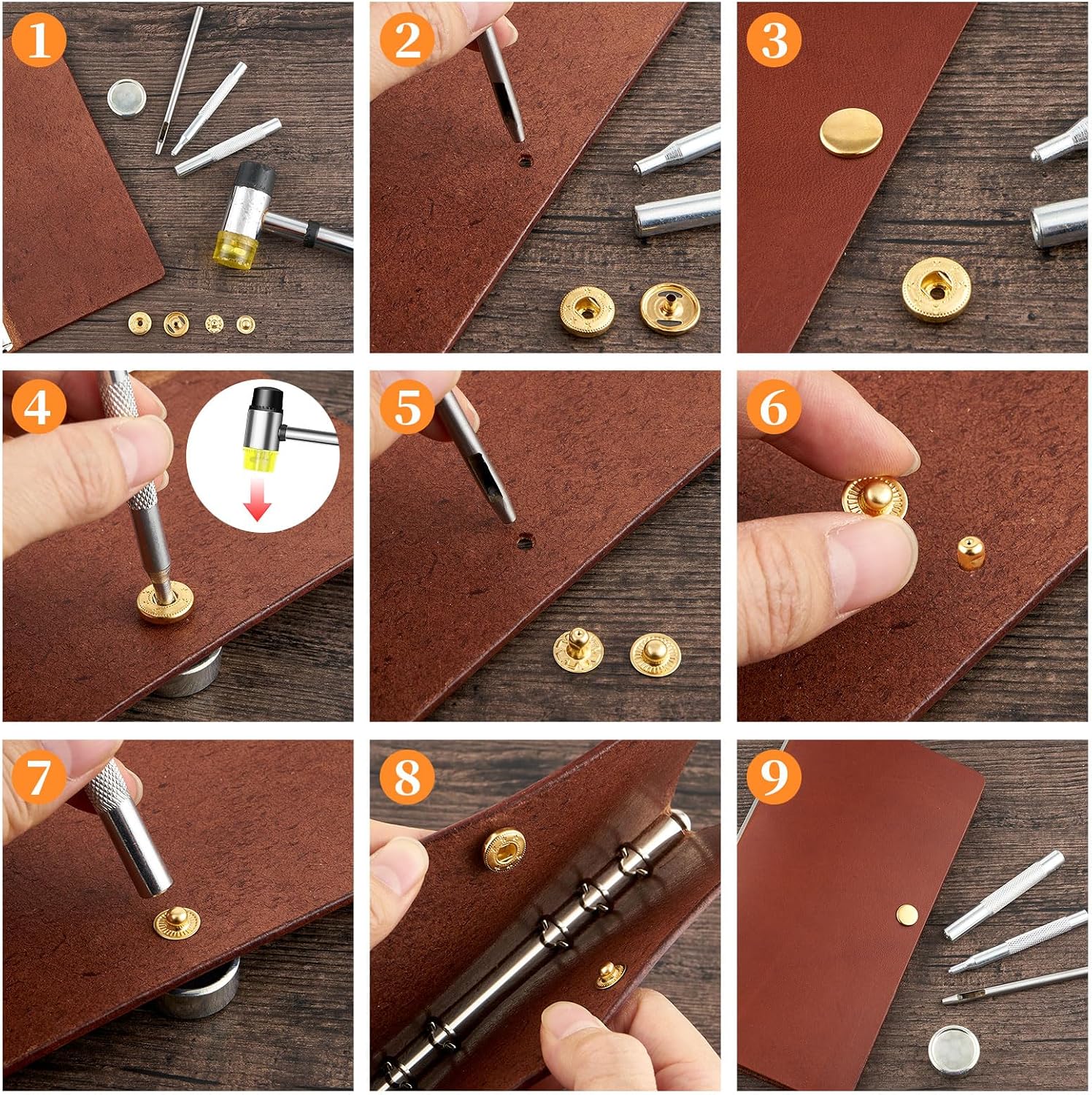 Detalle de DEVPSISR Leather Snap Fastener Kit, 15mm