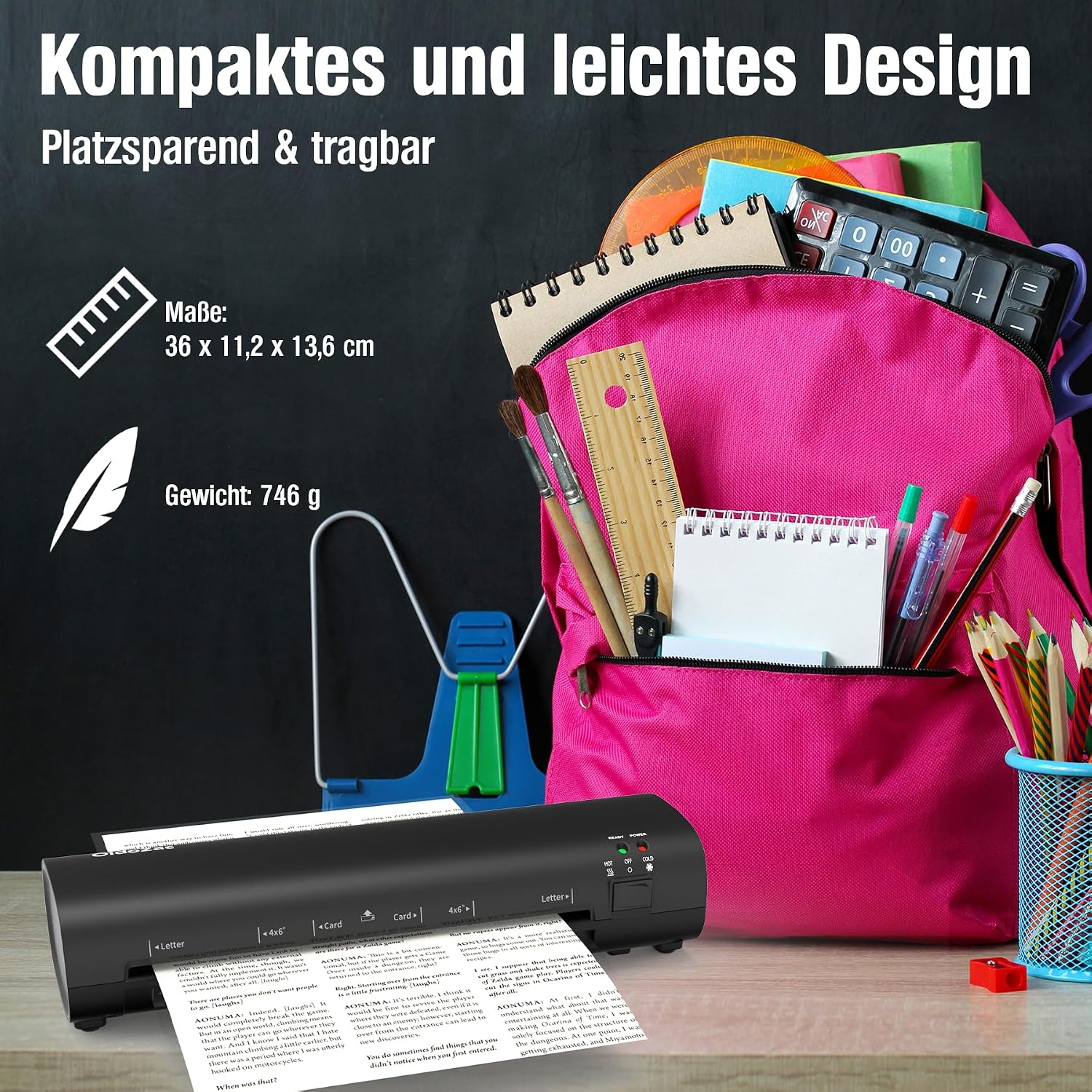 Thumbnail 6 de OidoZac A4 Laminiergerät – 4-in-1 Laminiergerät mit 80–125 μm, 15 Laminierfolien, Eckenrunder & Papierschneider