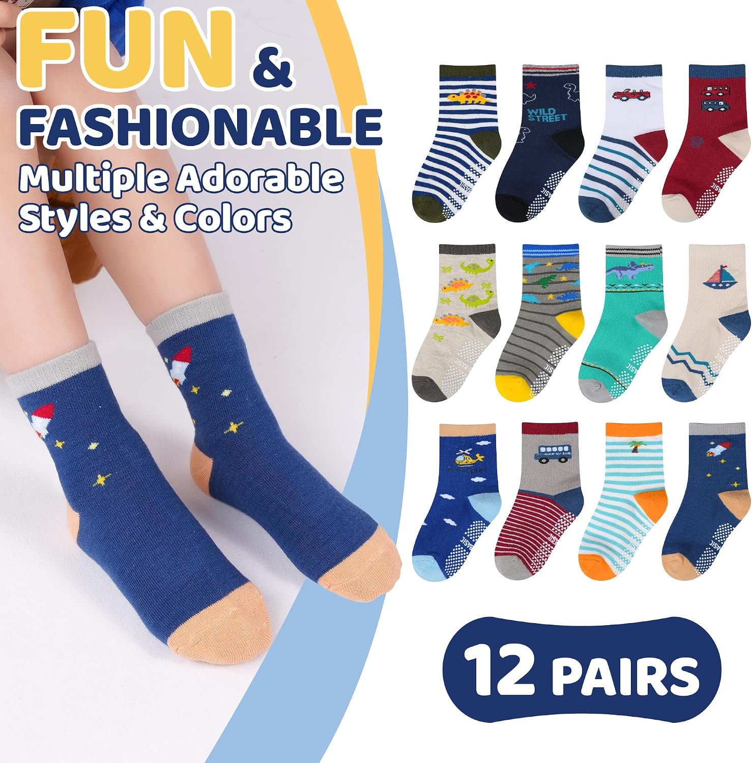 Thumbnail 5 de ELUTONG Stoppersocken Kinder 12 Paar