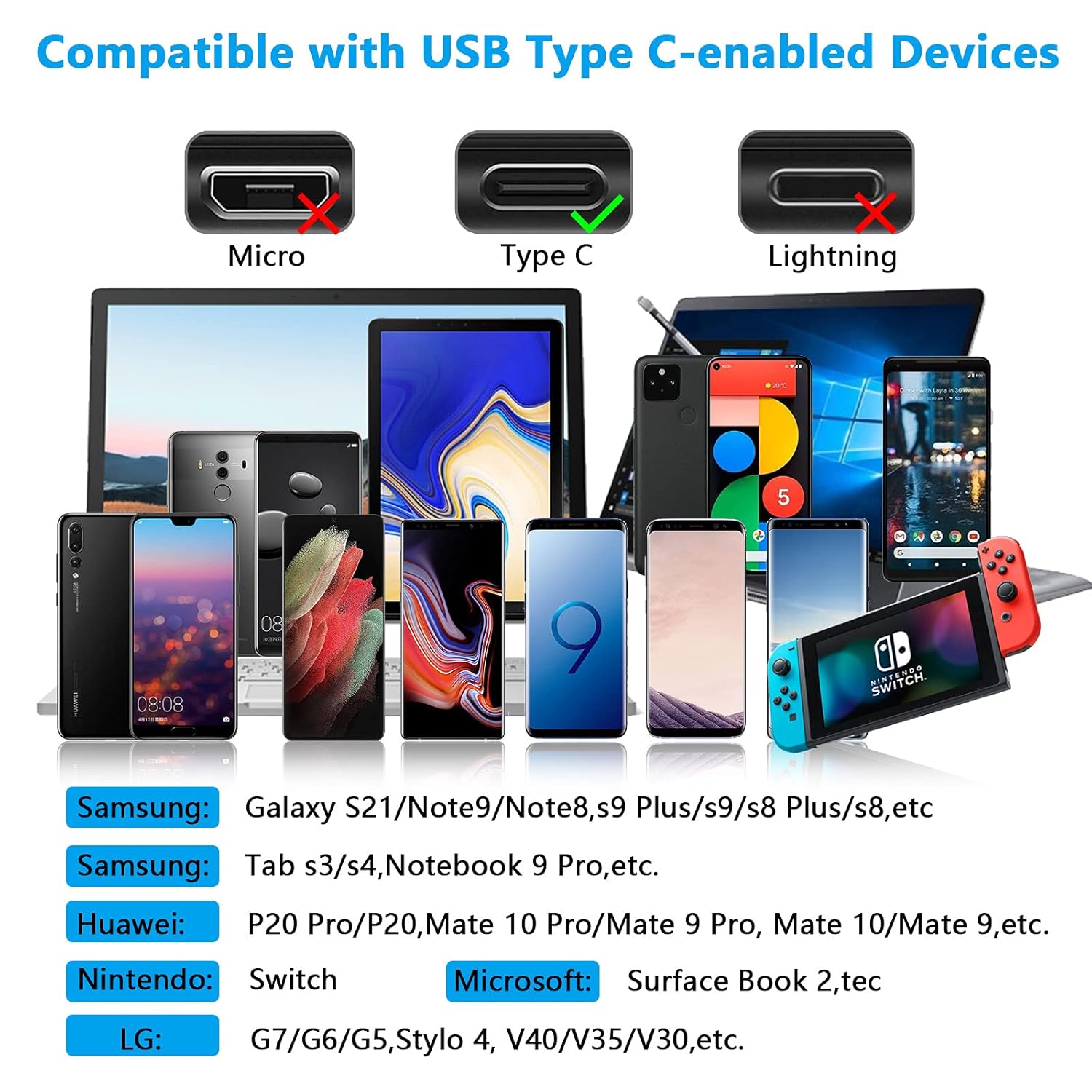 Thumbnail 6 de ANMIEL USB-C Cable 1M for Fast Charging 3.1A