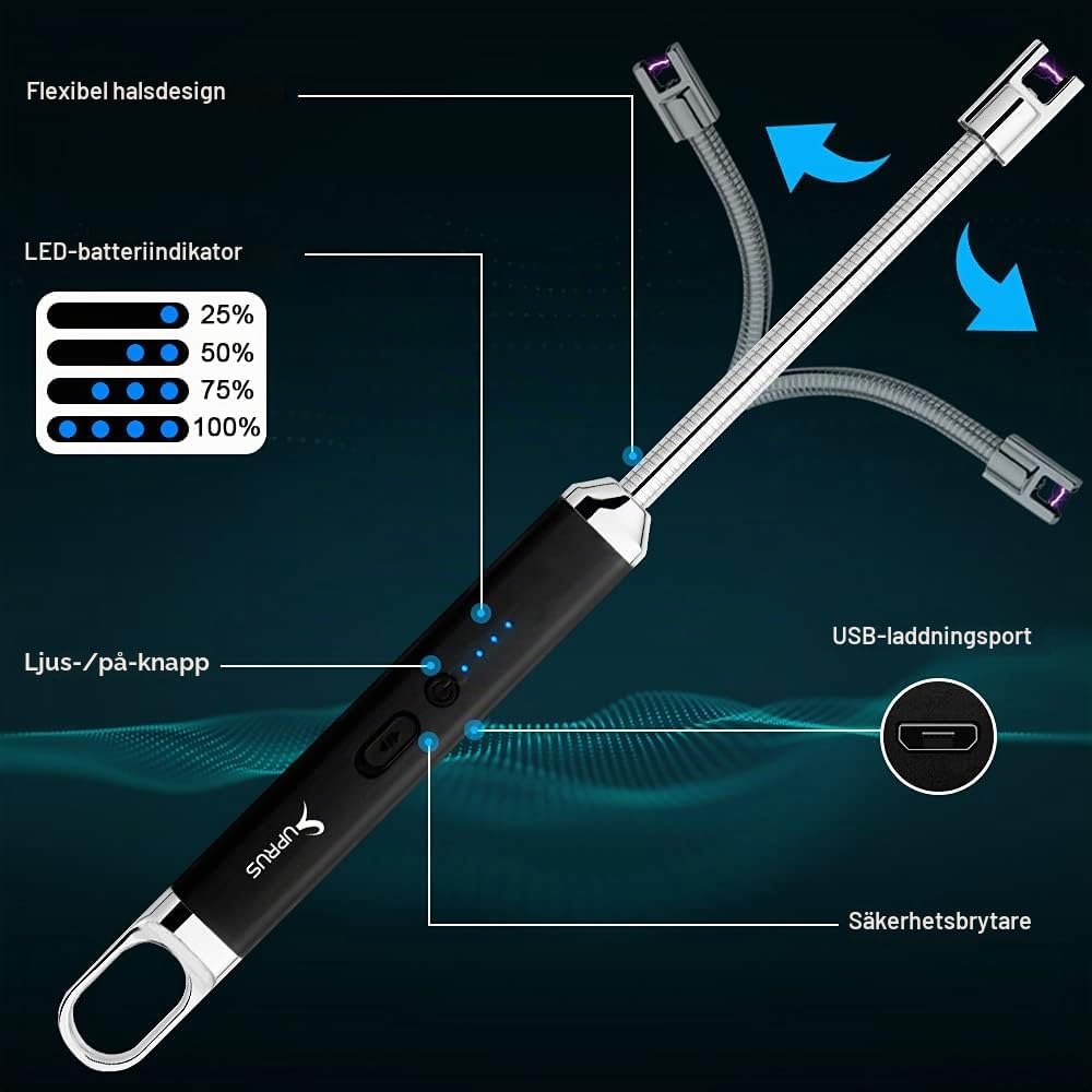 Detalle 2 de SUPRUS SDE-K10-Black bågtändare, USB-laddningsbar med böjbar hals