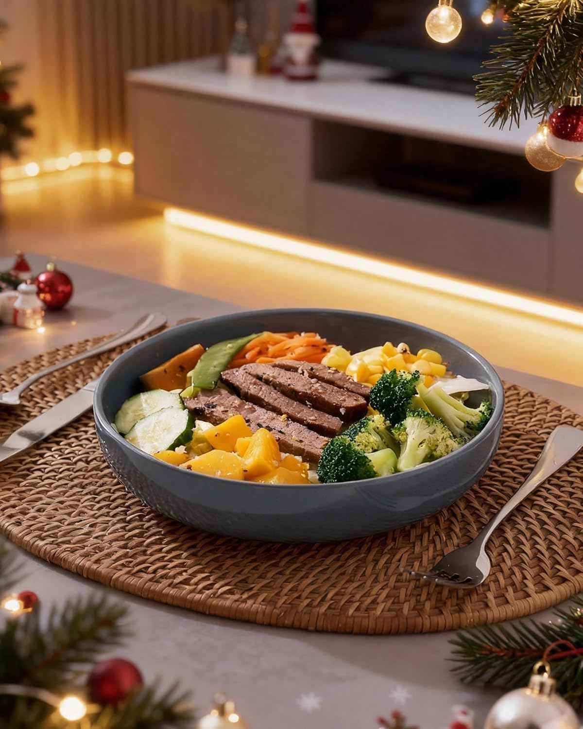 Detalle de famiware Milkyway 33 oz Bowl Set (Set of 4) for Pasta, Salad & More, Dark Gray Speckled Stoneware