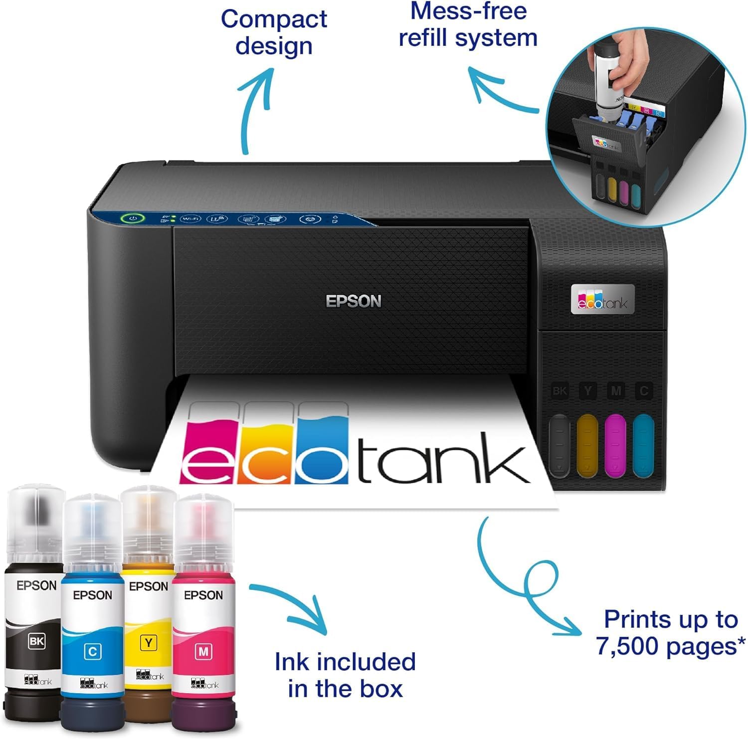 Thumbnail 3 de Epson EcoTank ET-2861 Ink Tank Printer (A4) – Wi-Fi, Print/Copy/Scan with up to 3 years of ink