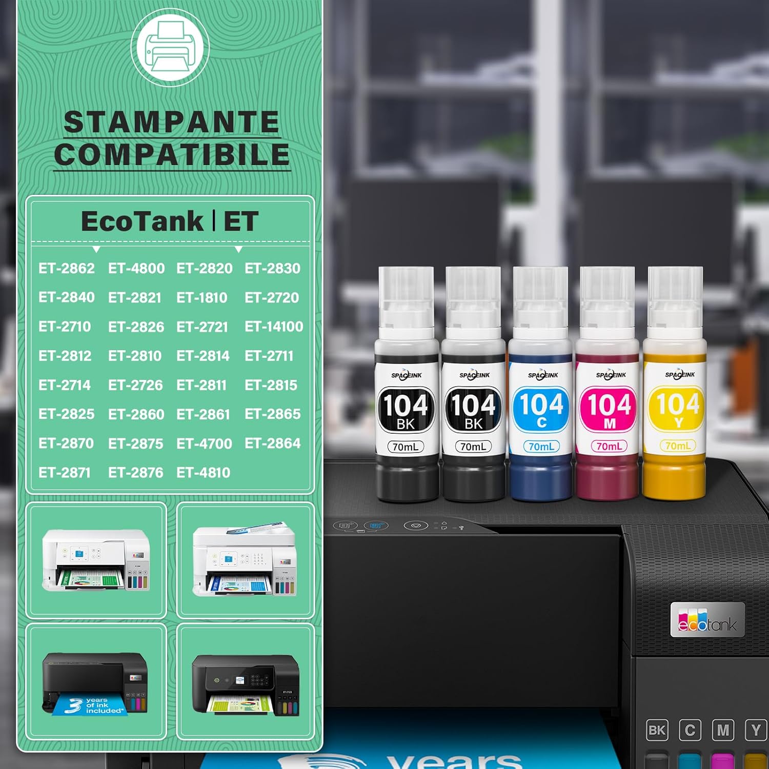 Thumbnail 4 de Spaceink Inchiostro 104 5x70 ml 🖨️