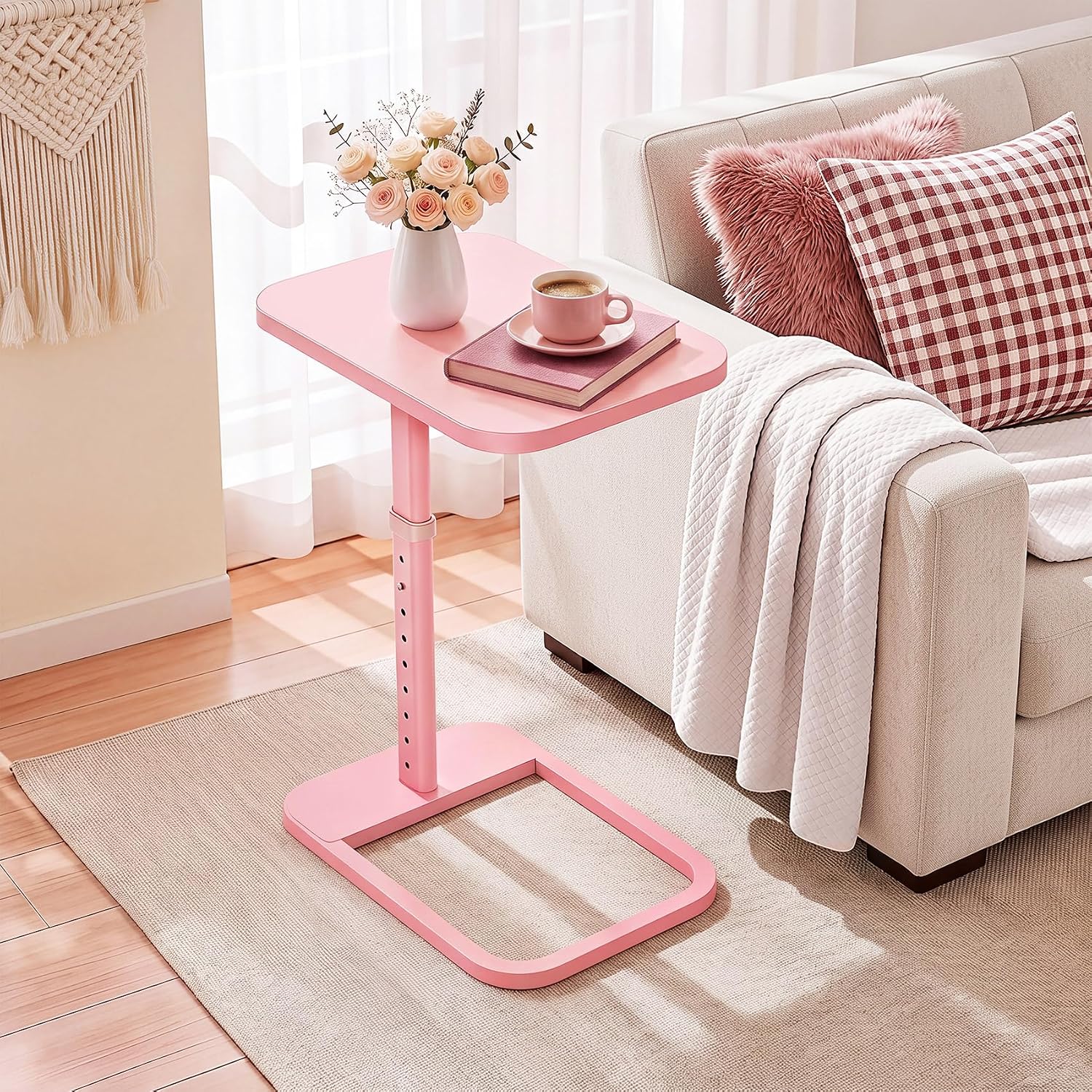 Detalle de Kitstorack TV Tray Table, Pink, with Locking Panel and 9 Height Settings