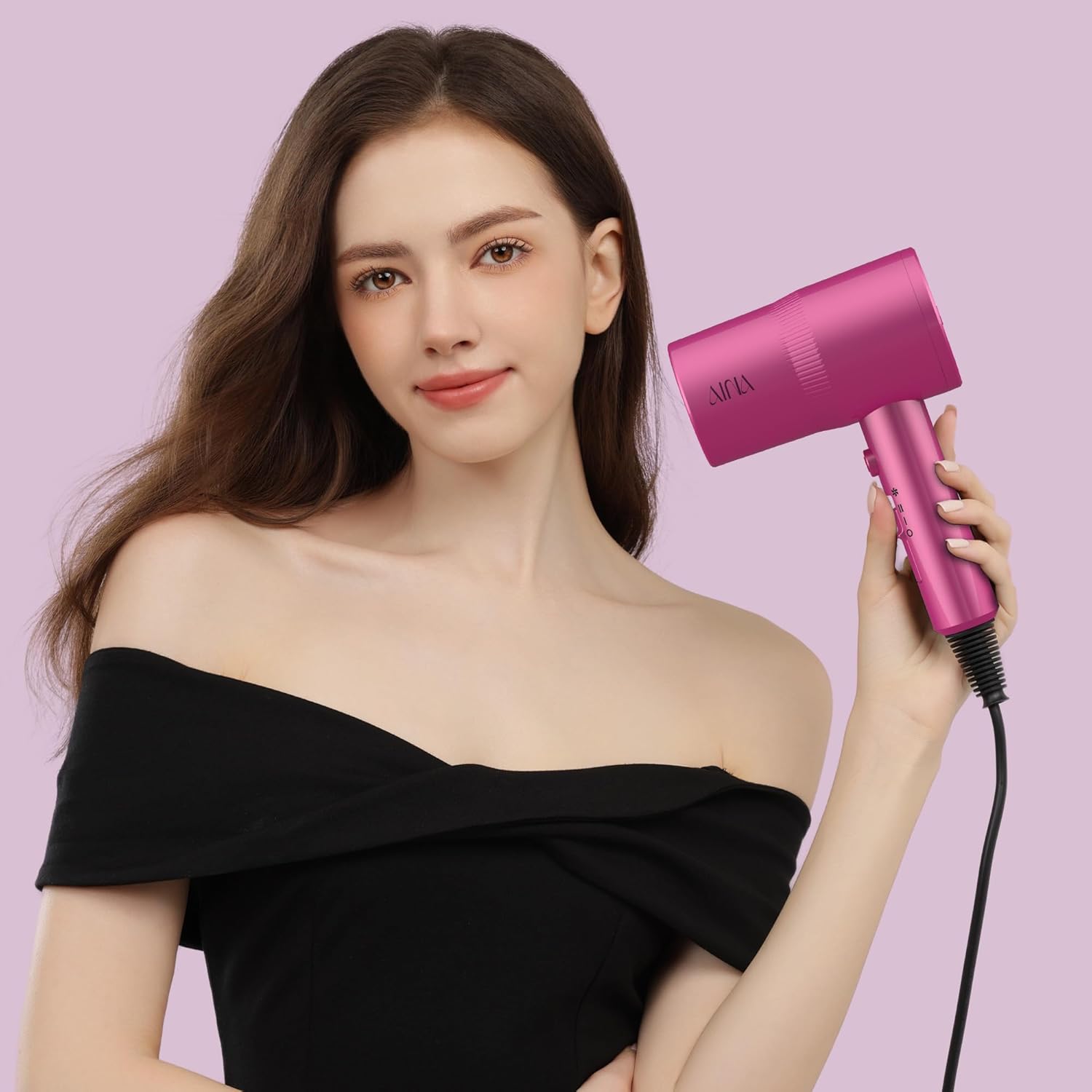 Thumbnail 5 de AINA Hair Dryer with Diffuser (110V) – Ionic Ceramic Blow Dryer in Neon Pink with Cold Shot & Turbo Heat