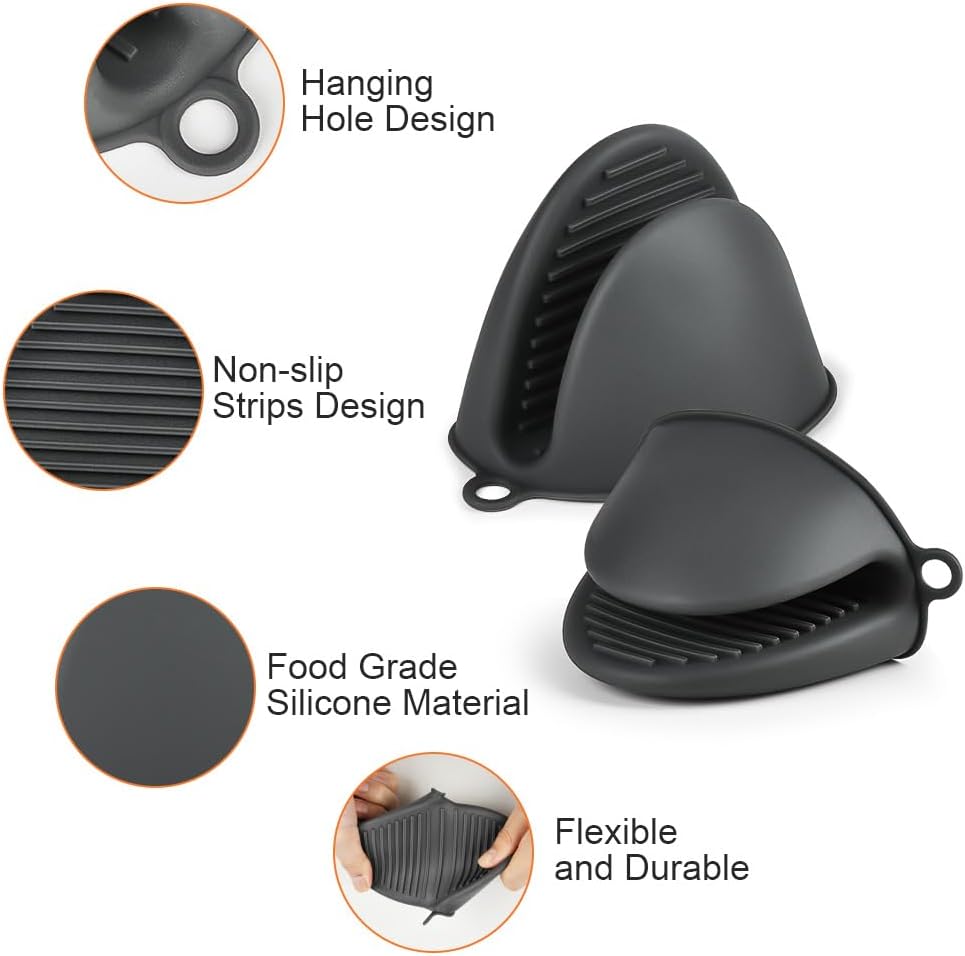Detalle 2 de AUAUY mini siliconen ovenwanten, 7,6 × 9,6 cm, hittebestendig tot 230 °C