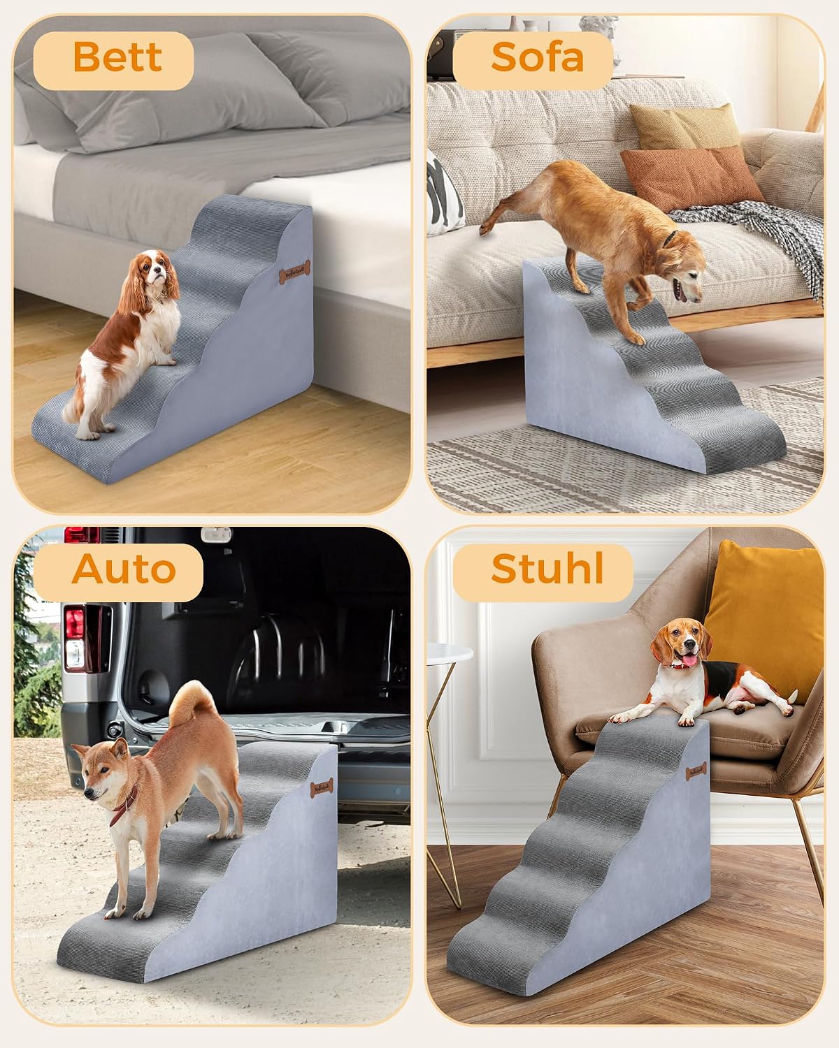 Detalle 2 de Rugotuyonr 5-Steps Dog Stairs hondentrap met 5 treden en antislip