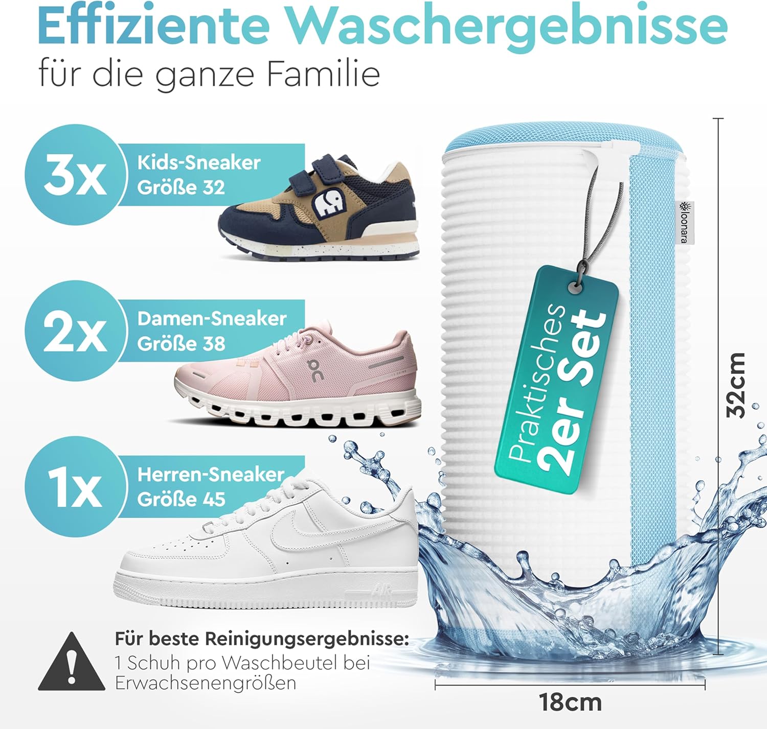 Detalle de Schuhwaschbeutel für die Waschmaschine (2er-Set) – Wäschesack für Sneaker & Sportschuhe