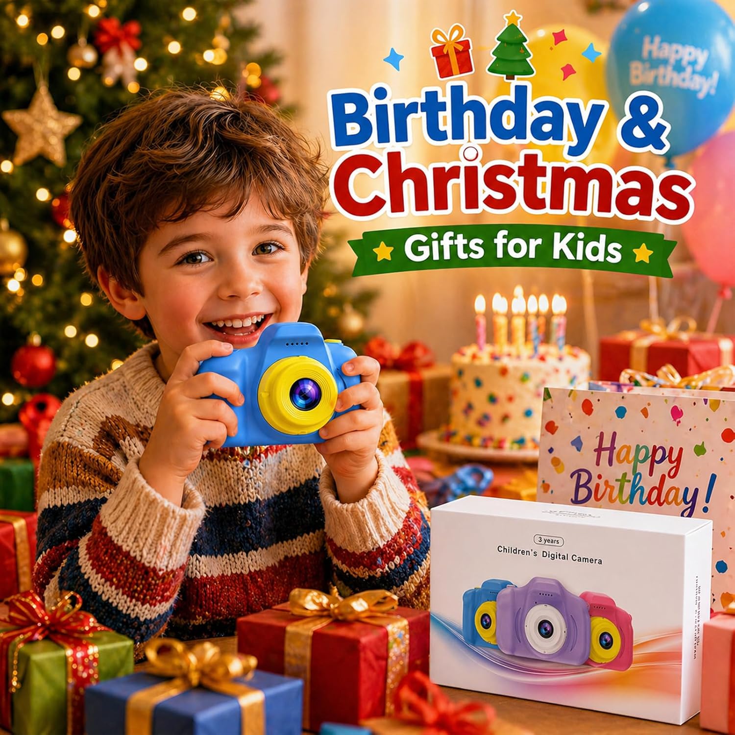 Detalle de Kids Camera for Boys Age 3-8 (32GB SD Card Included) 1080P HD Video & 2.0-Inch LCD Toy Camcorder