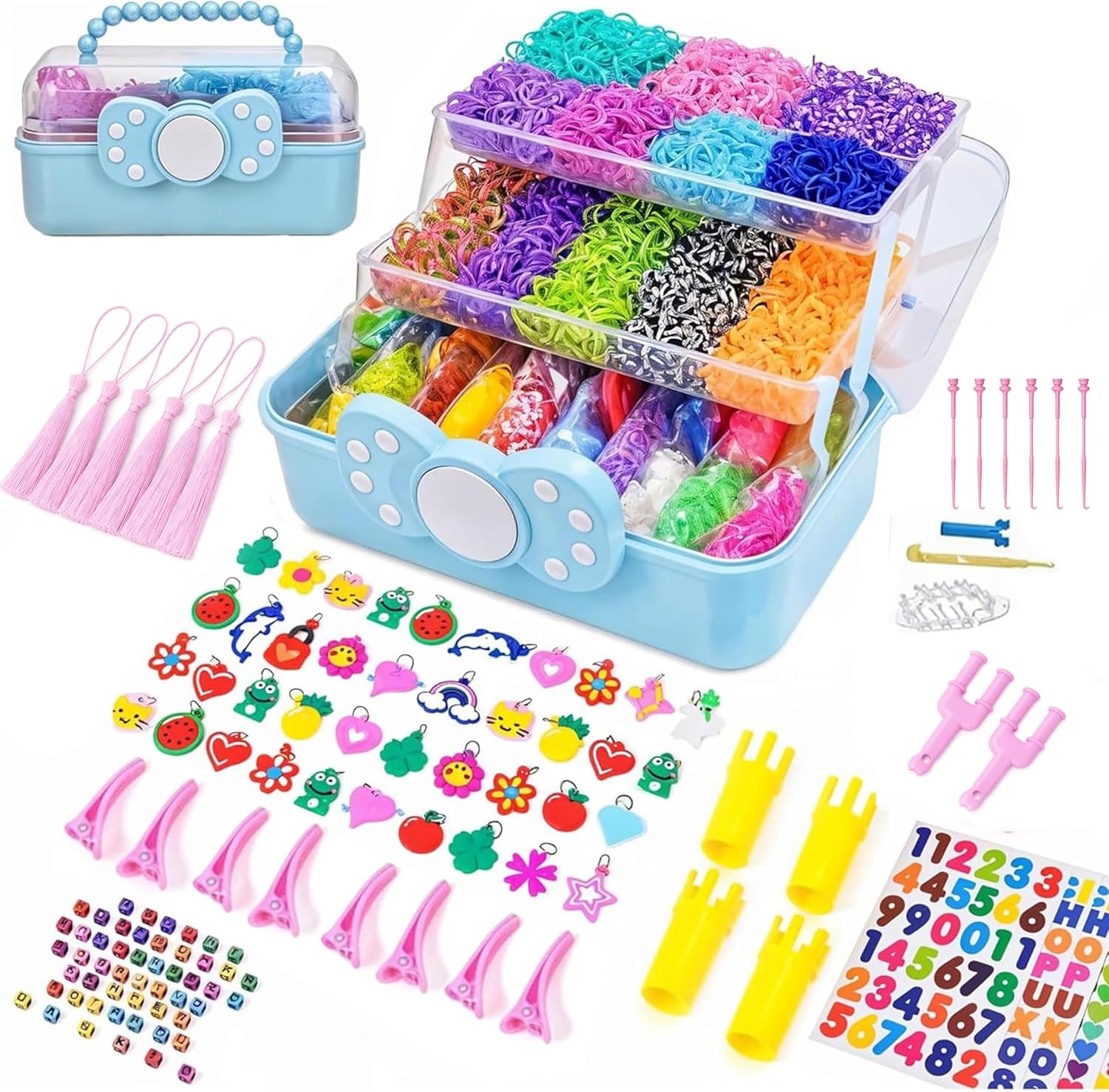 Thumbnail 6 de DasKid 17,000+ Loom Bands Kit (40 colours) with beads, S-clips, charms and storage box