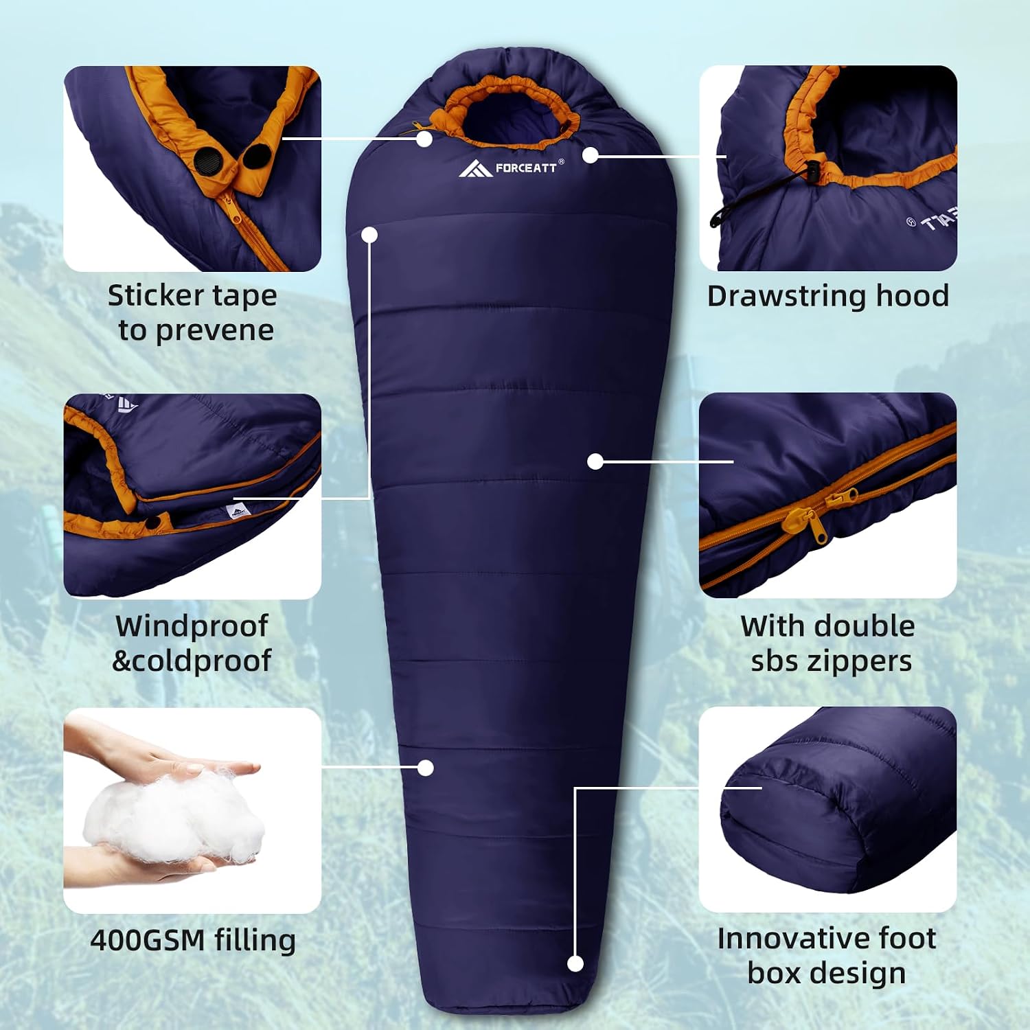 Thumbnail 3 de Forceatt Schlafsack -10°C–15°C 4 Jahreszeiten