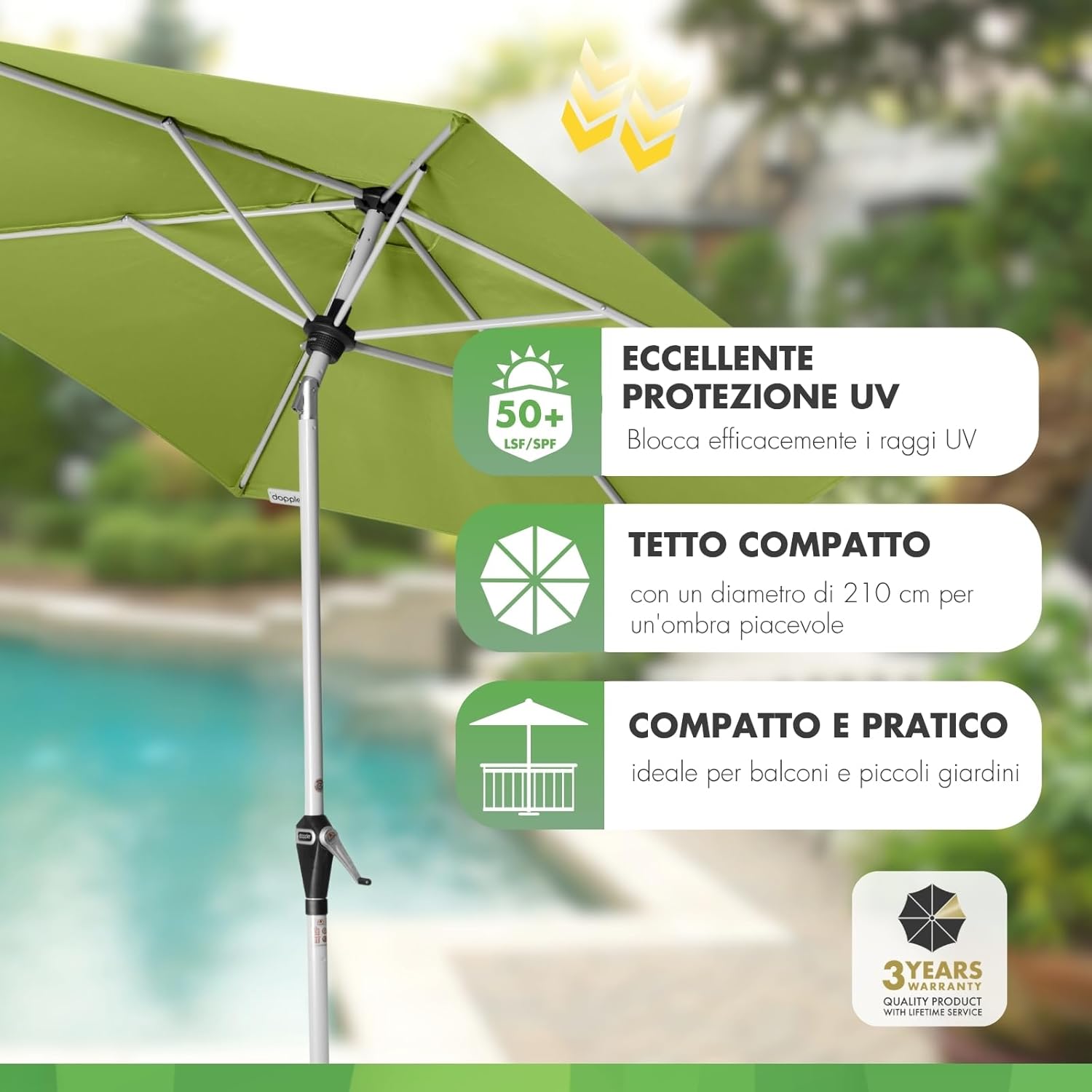 Thumbnail 1 de Doppler Ombrellone da giardino Active Auto Tilt Ø 210 cm – inclinazione automatica e protezione SPF 50+