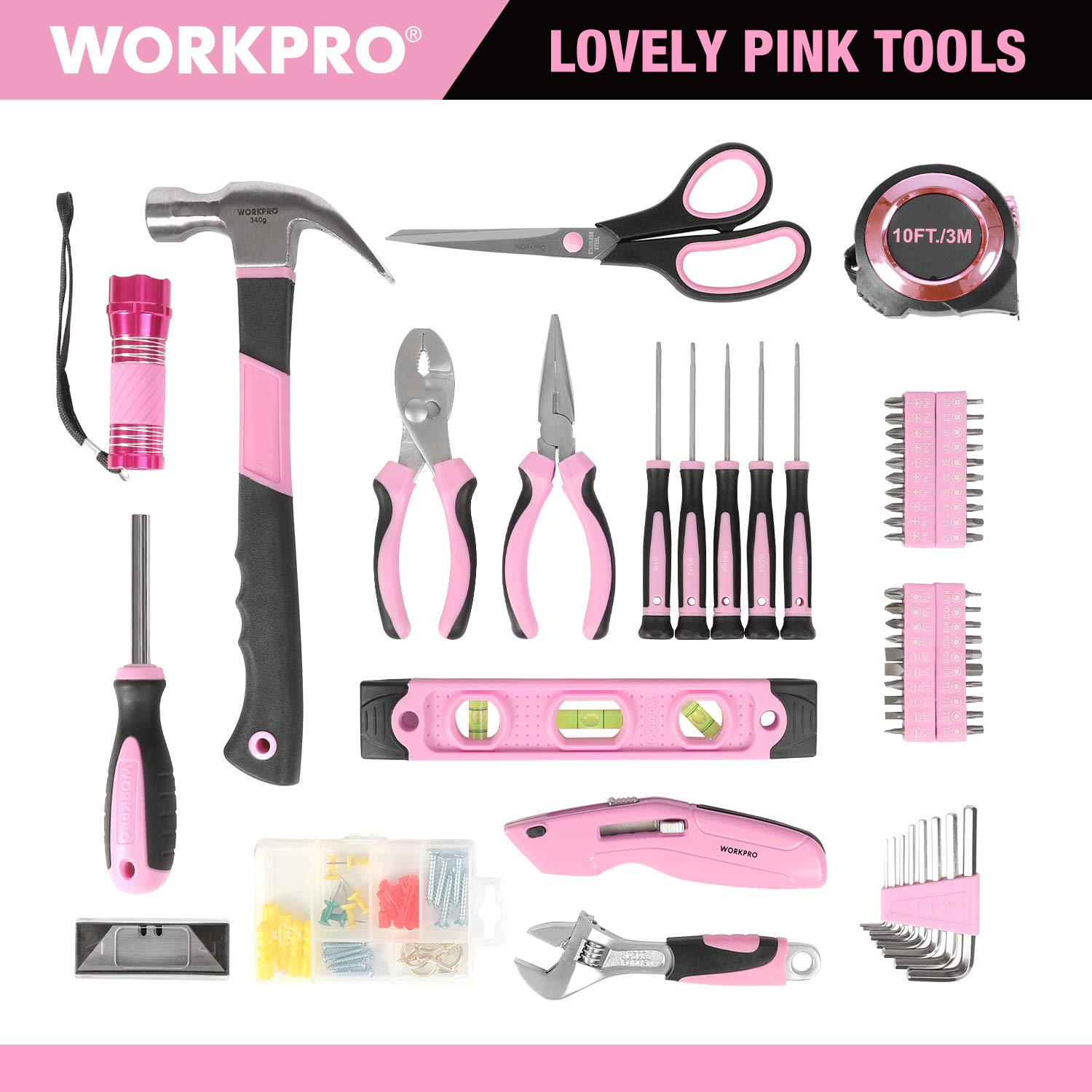 Thumbnail 1 de WORKPRO 106 piezas kit de herramientas rosa