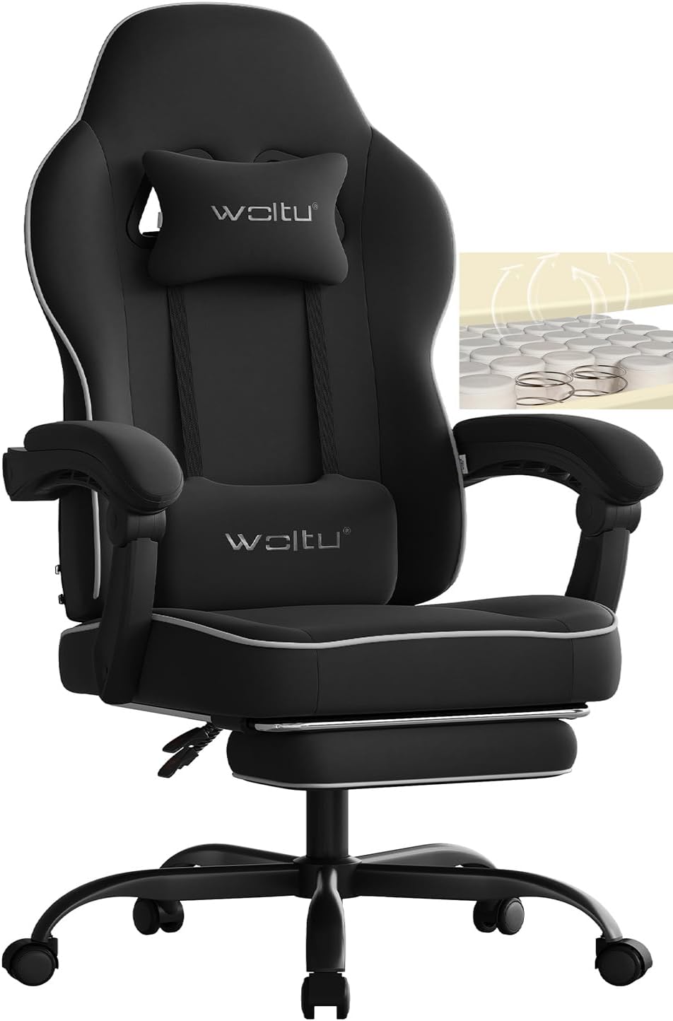 WOLTU Gaming Stuhl Stoff 150 kg Ergonomisch