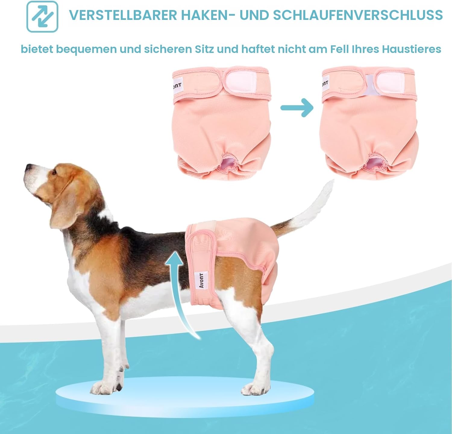 Detalle de Avont Wiederverwendbare Hundewindeln – 3er Pack, waschbar, hochsaugfähig, Rosa/Mint/Grau