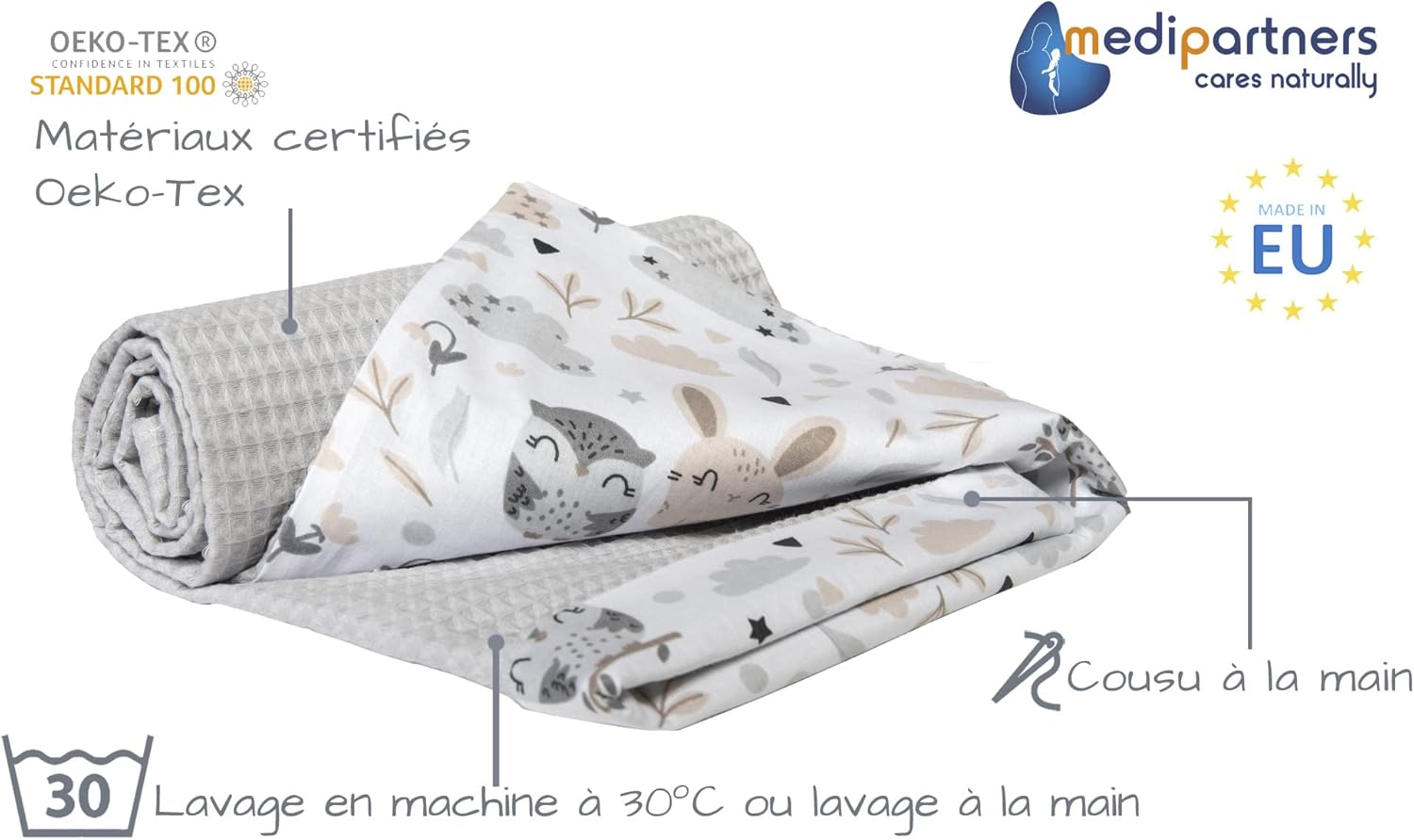 Detalle de Medi Partners Copertina neonata in cotone 75x100
