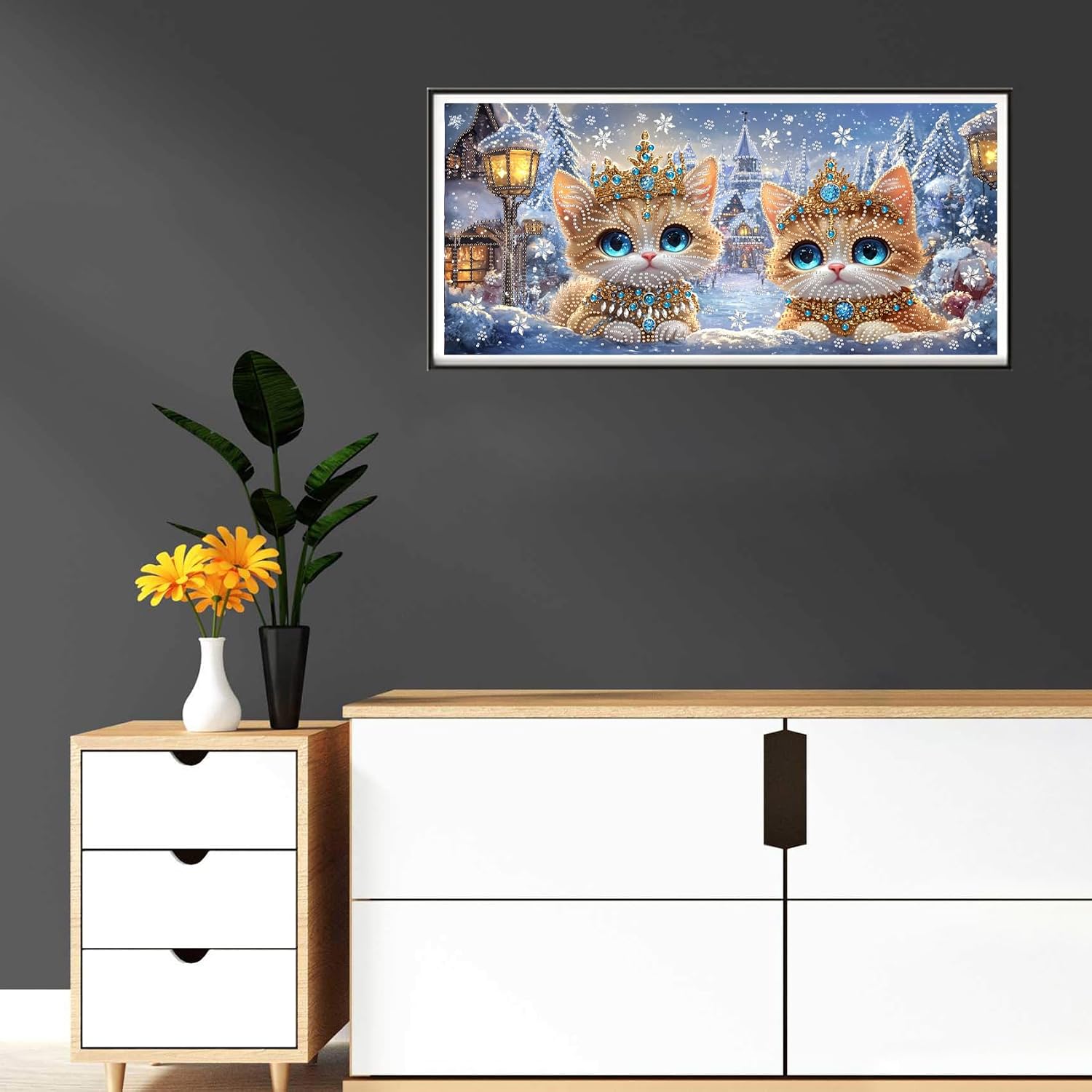 Thumbnail 2 de Reofrey DIY Special Shape Large Diamond Art Kit 30x60cm for Adults – Cat & Animals