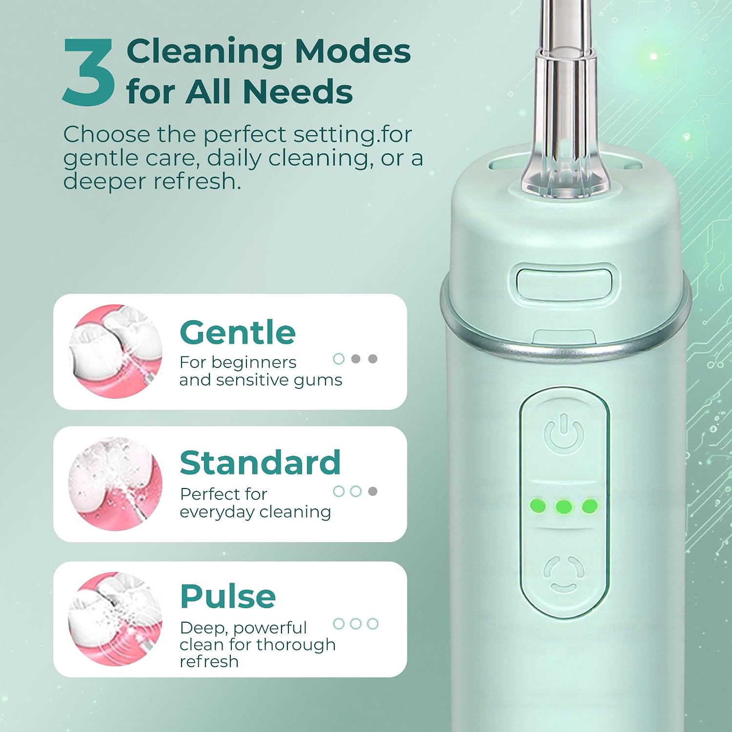 Thumbnail 3 de BarberBoss Travel Water Flosser (QR-7115) – Pocket Cordless Flosser with 3 Pressure Settings and 6 Tips