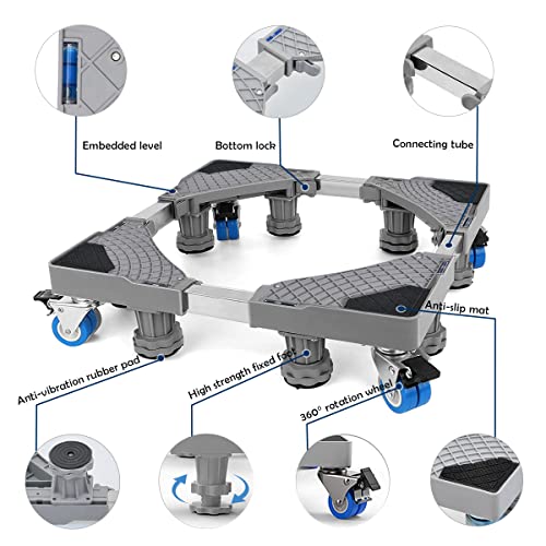 Thumbnail 2 de NIUXX base lavadora regulable con 8 pies + 4 ruedas (42–66 cm) y función antideslizante