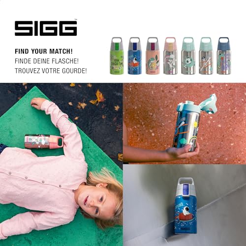 Detalle de SIGG Shield One Atlantis Kinder Trinkflasche 0,5 L – Edelstahl, auslaufsicher, einhändig bedienbar