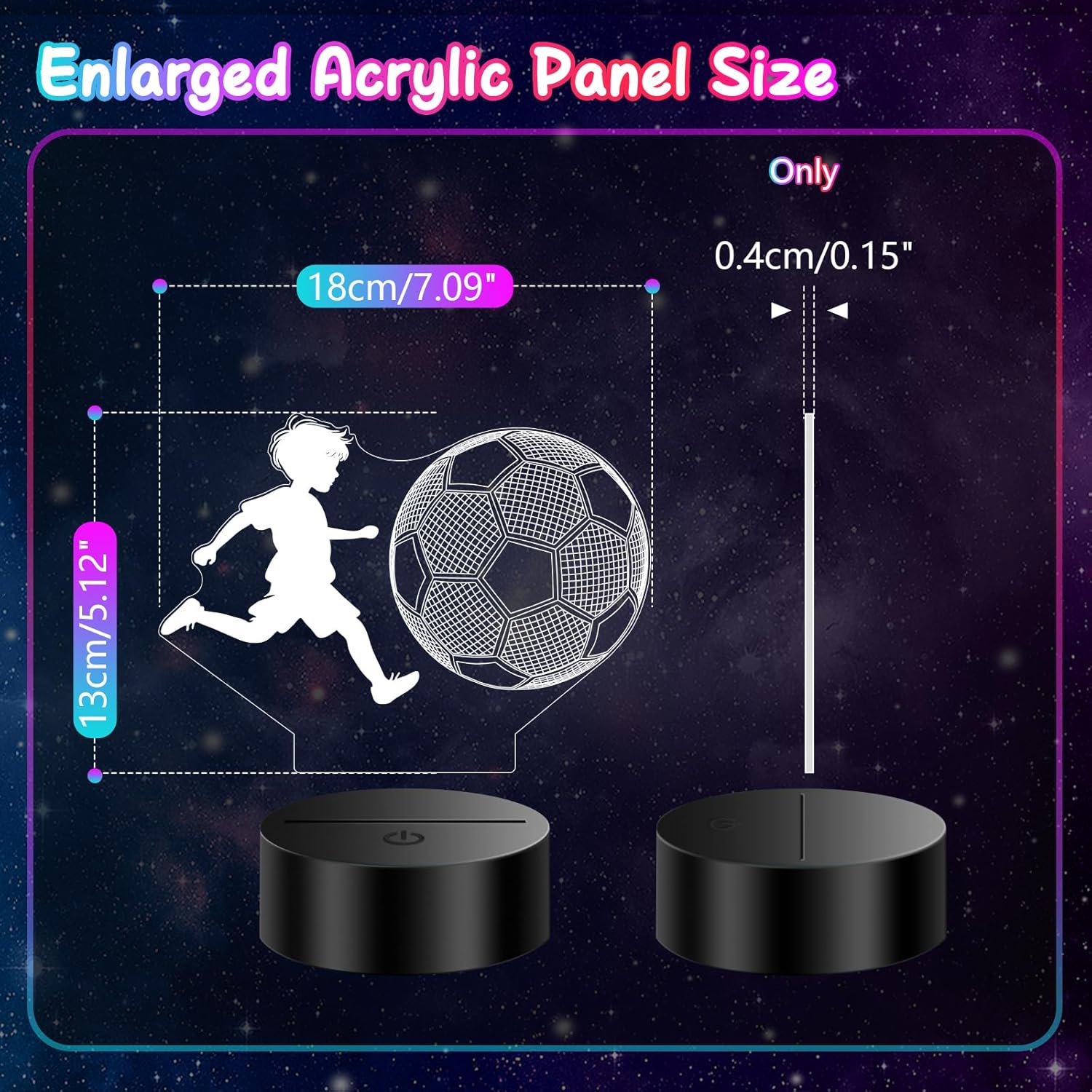 Detalle 2 de Polemera 3D Football Night Light for Boys – Boys' First Football Gift