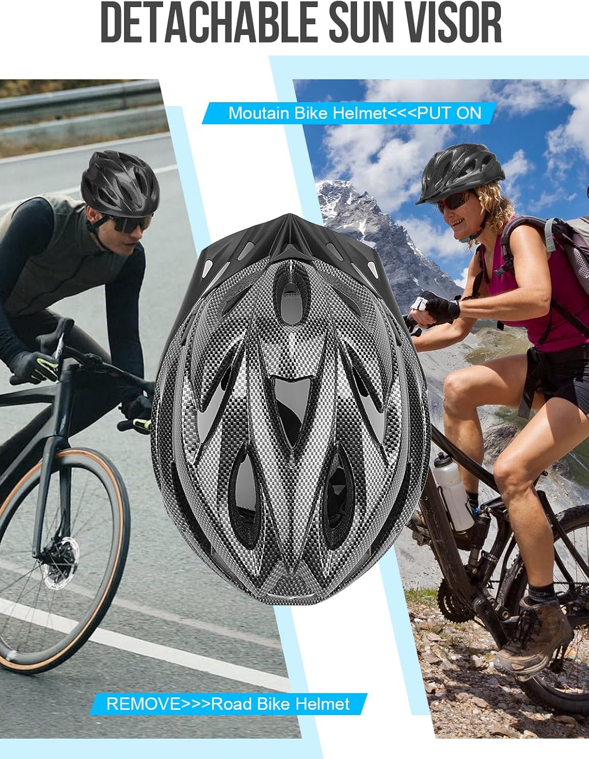 Thumbnail 6 de Moplasz Bike Helmet with Light (Men & Women) – Unisex Adjustable Cycle Helmet, 58–62cm