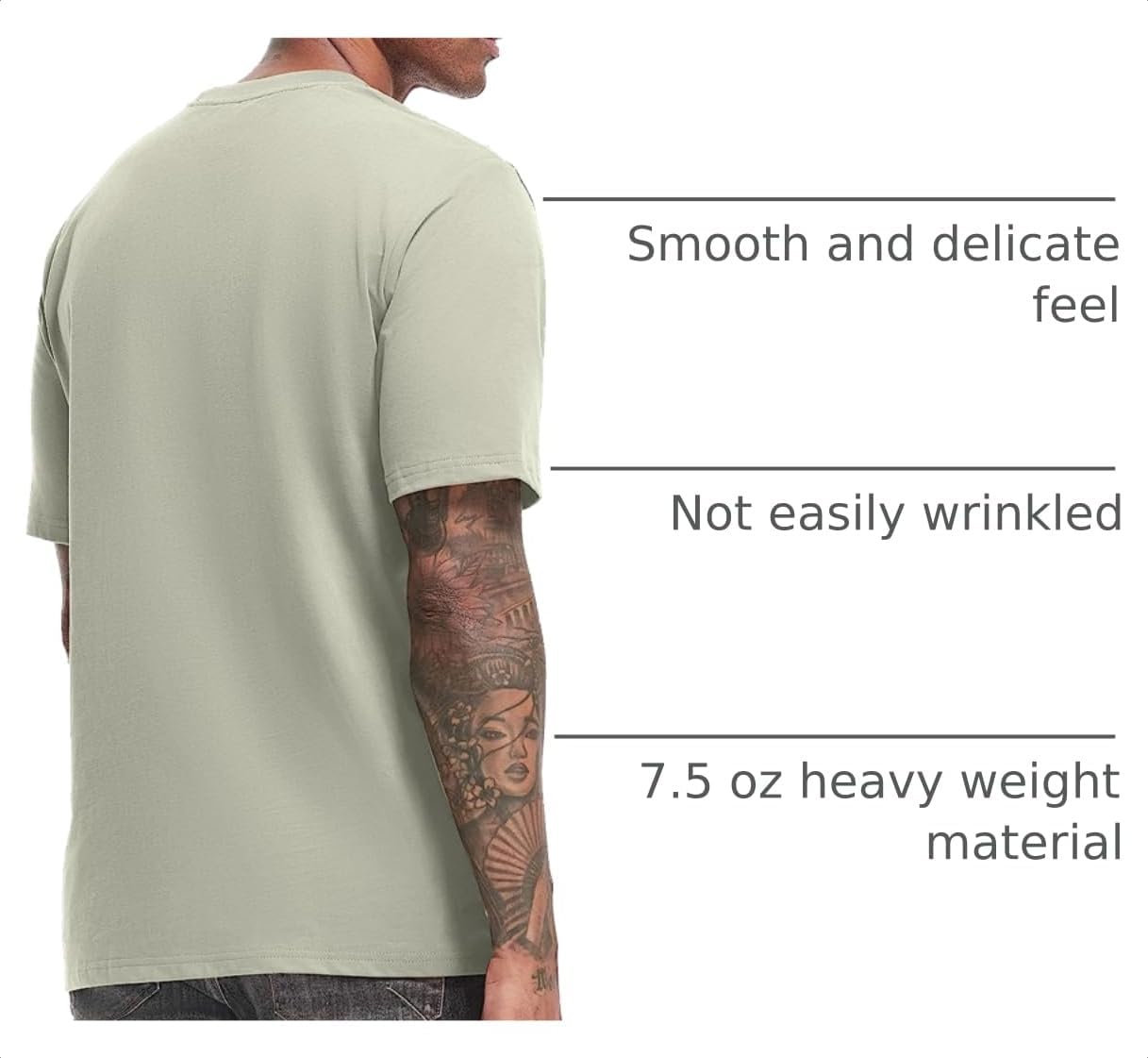 Detalle 2 de VEIISAR Men's Heavyweight 100% Cotton T-Shirt, 250GSM, Garment-Washed