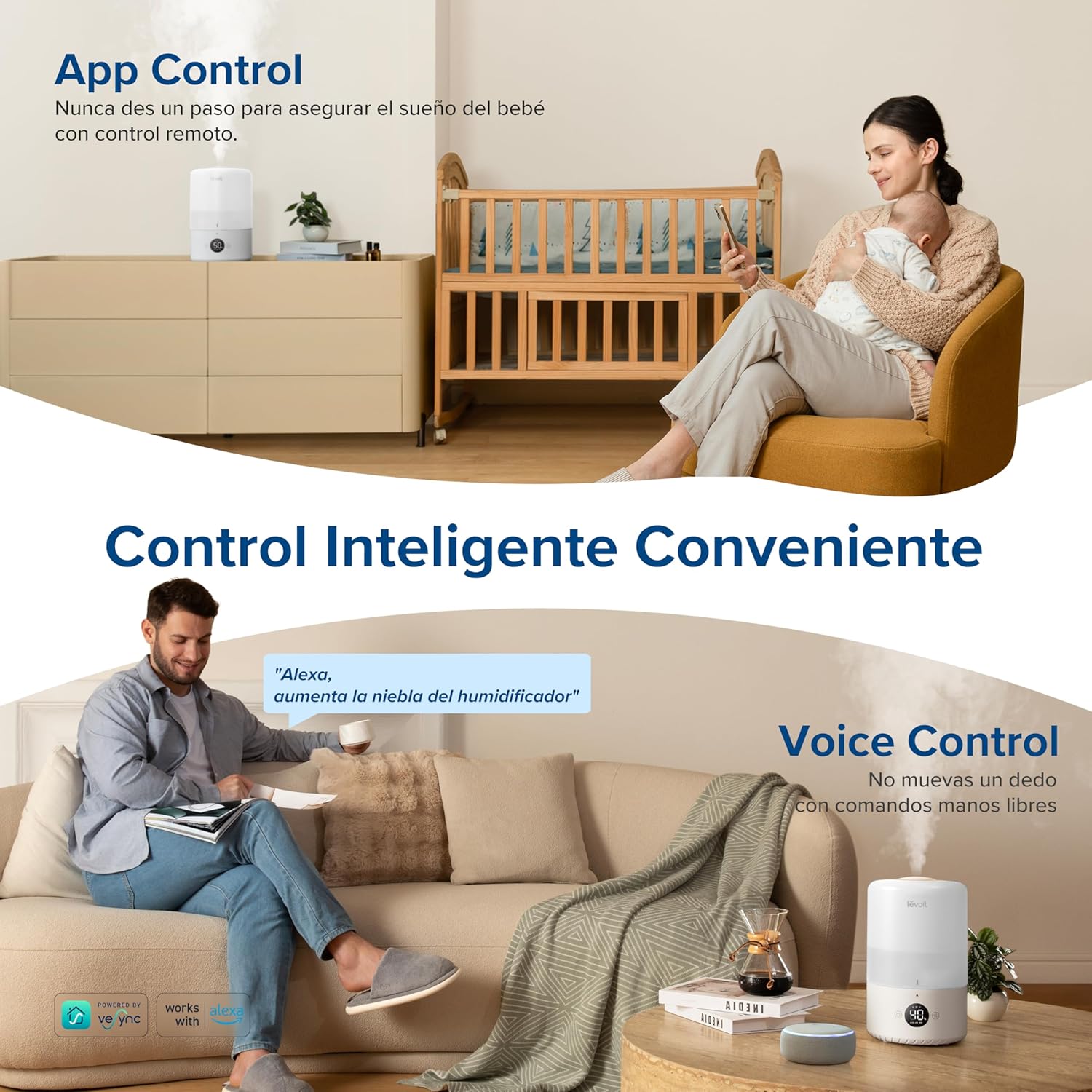 Detalle 2 de LEVOIT Humidificador Inteligente 3L Niebla Fría