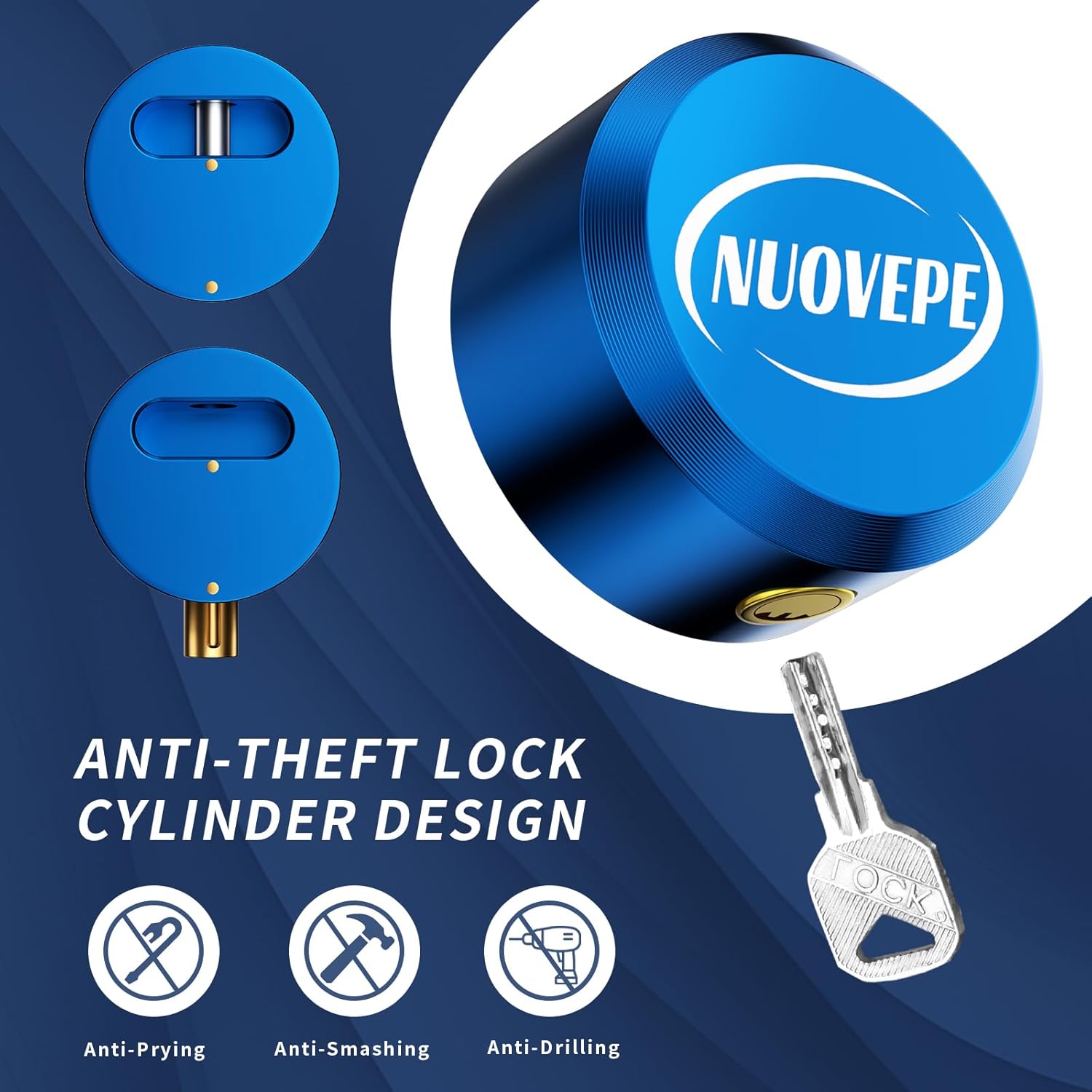 Thumbnail 3 de NUOVEPE 2 5/16 Inch Trailer Lock with Dual-Defense Vault Seal