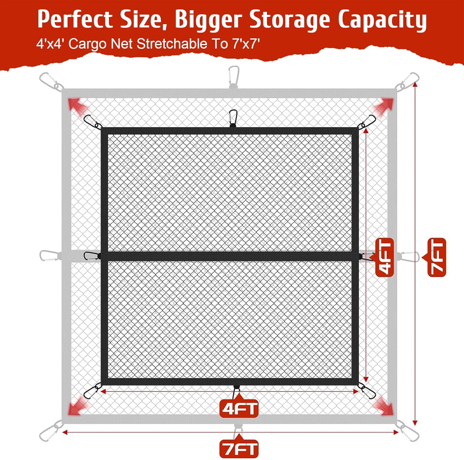 Detalle de Highly Elastic Cargo Net for Truck Beds (4x4 to 7x7) – Universal, Durable & Easy to Use