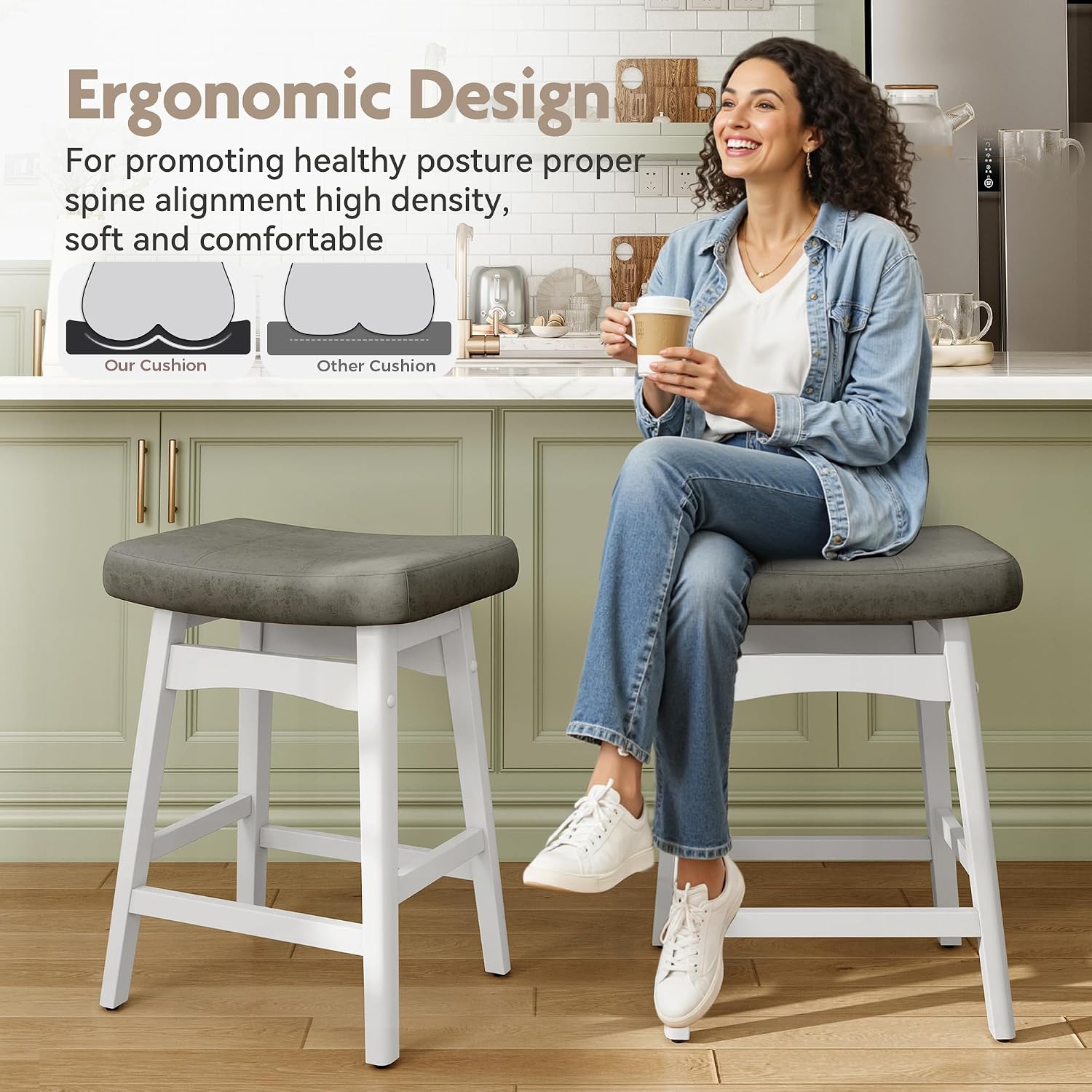 Detalle de MAISON ARTS Counter Height Bar Stools, 24-Inch Seat