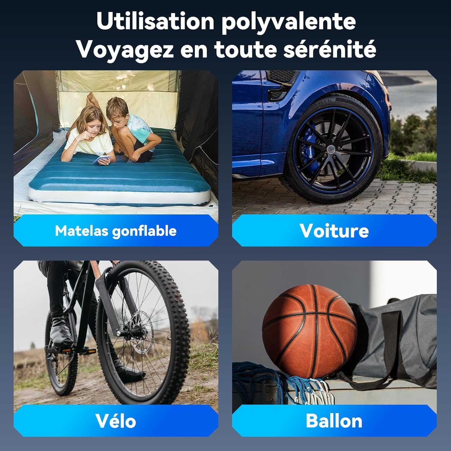 Detalle de Ecliptron Pompe à Vélo Électrique Tiny: pompe compacte avec manomètre et arrêt automatique